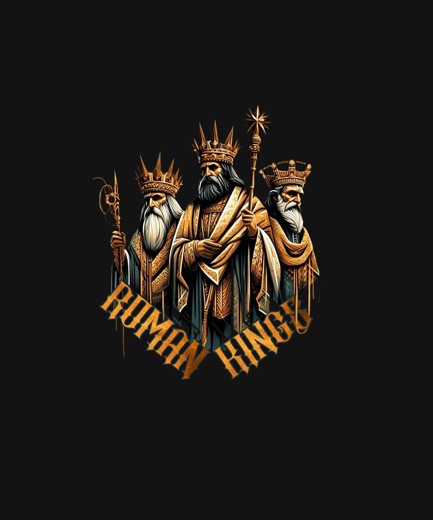 Black Half Sleeve Round Neck Roman Kings Printed Regular T-Shirt