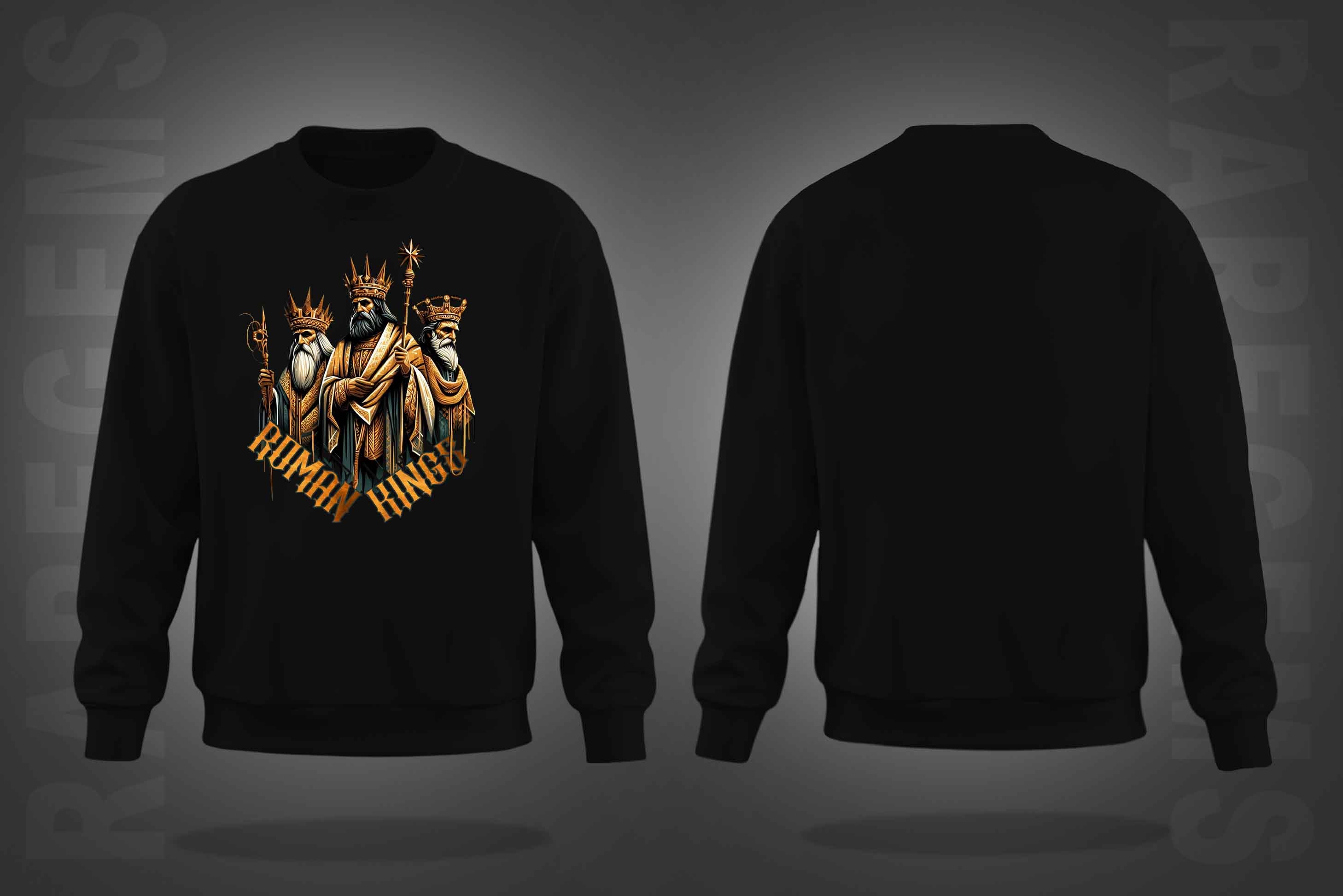 Black Round Neck Roman Kings Printed Sweatshirt