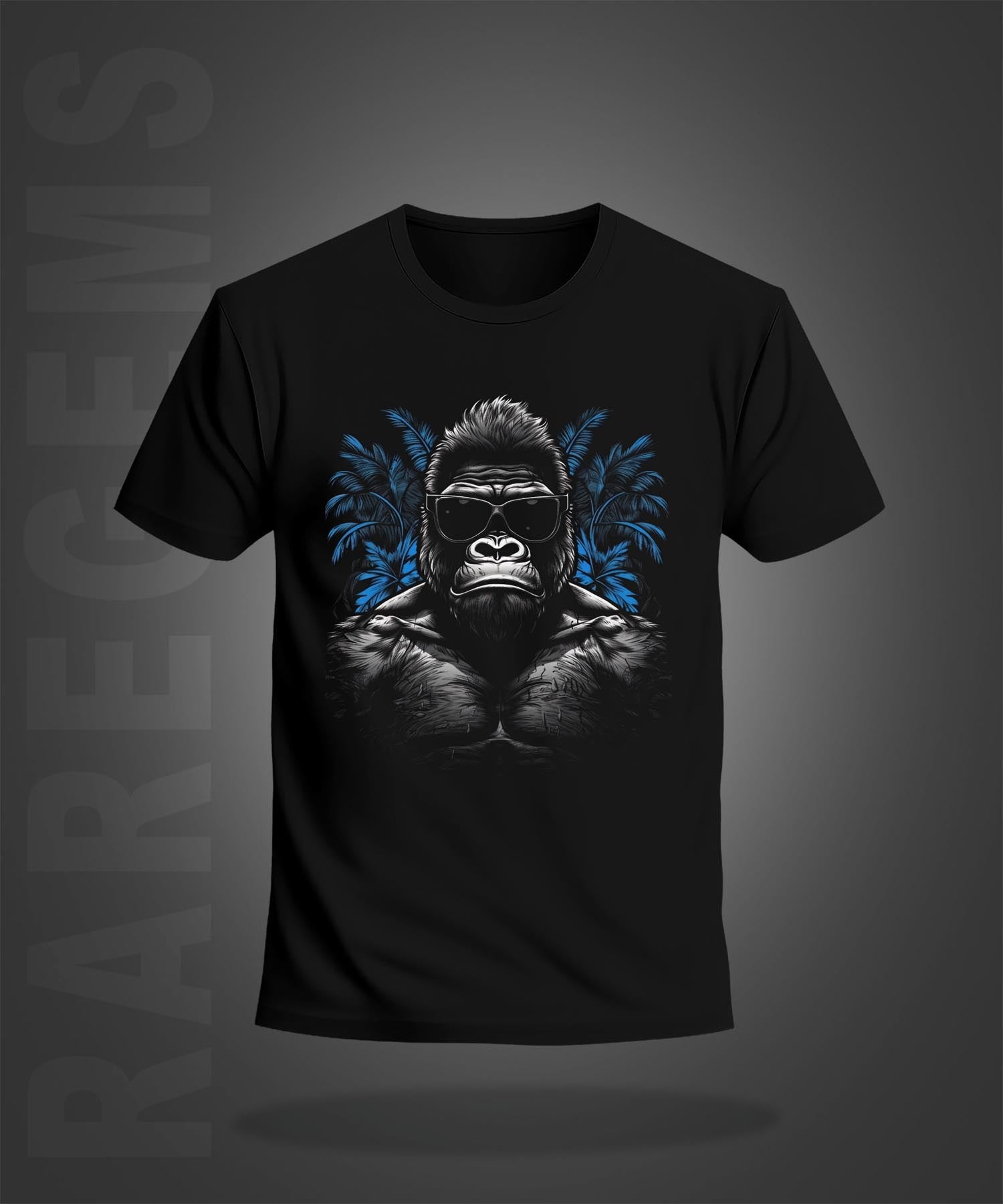 Black Half Sleeve Round Neck Cool Gorilla Printed Regular T-Shirt