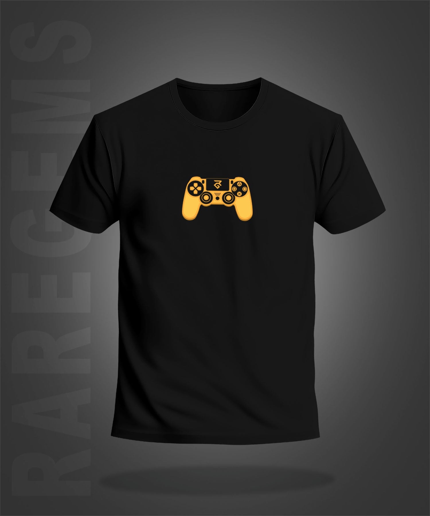 Black Half Sleeve Round Neck Gaming Remote Printed Regular T-Shirt