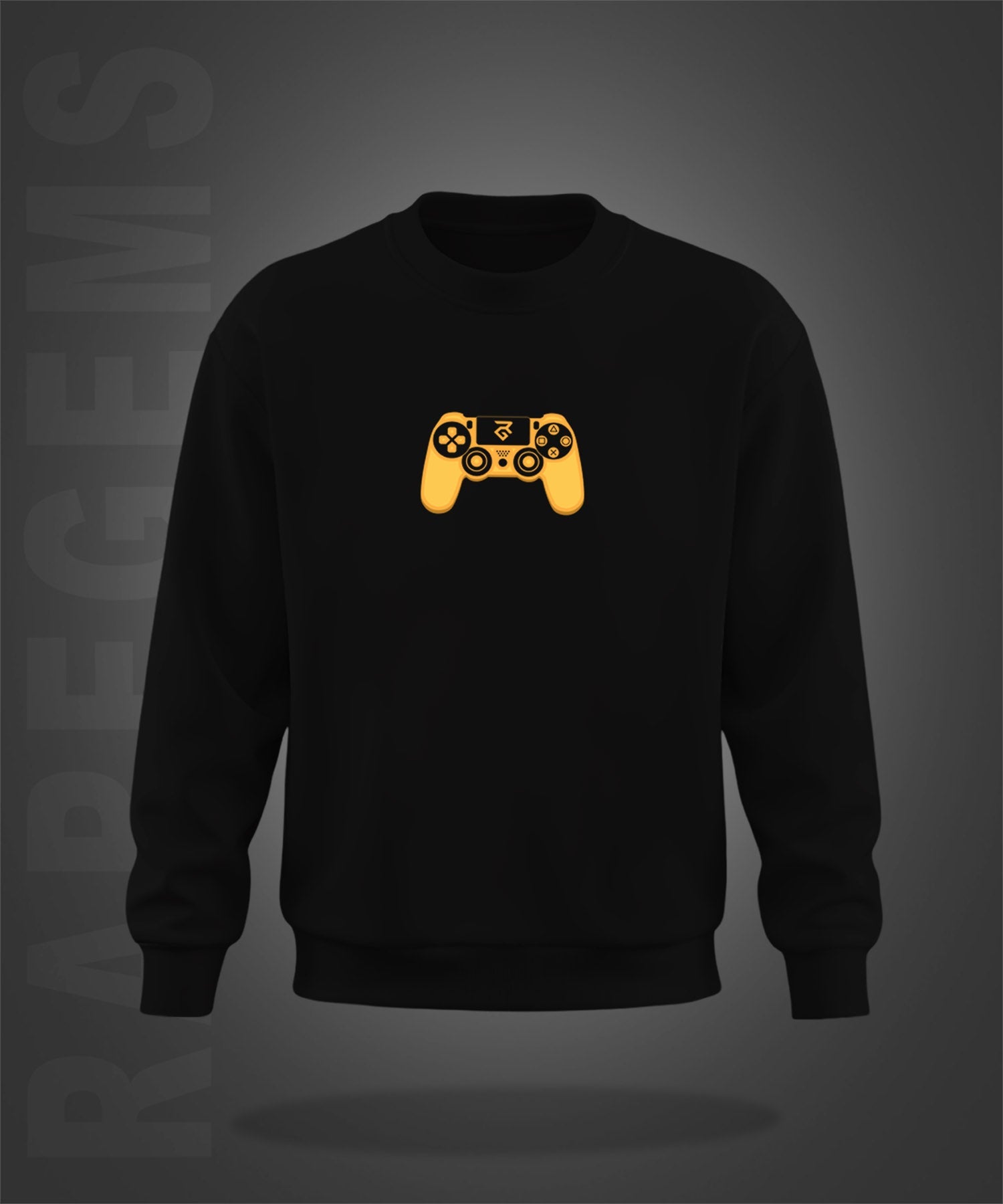 Black Round Neck Gaming Remote Printed Sweatshirt