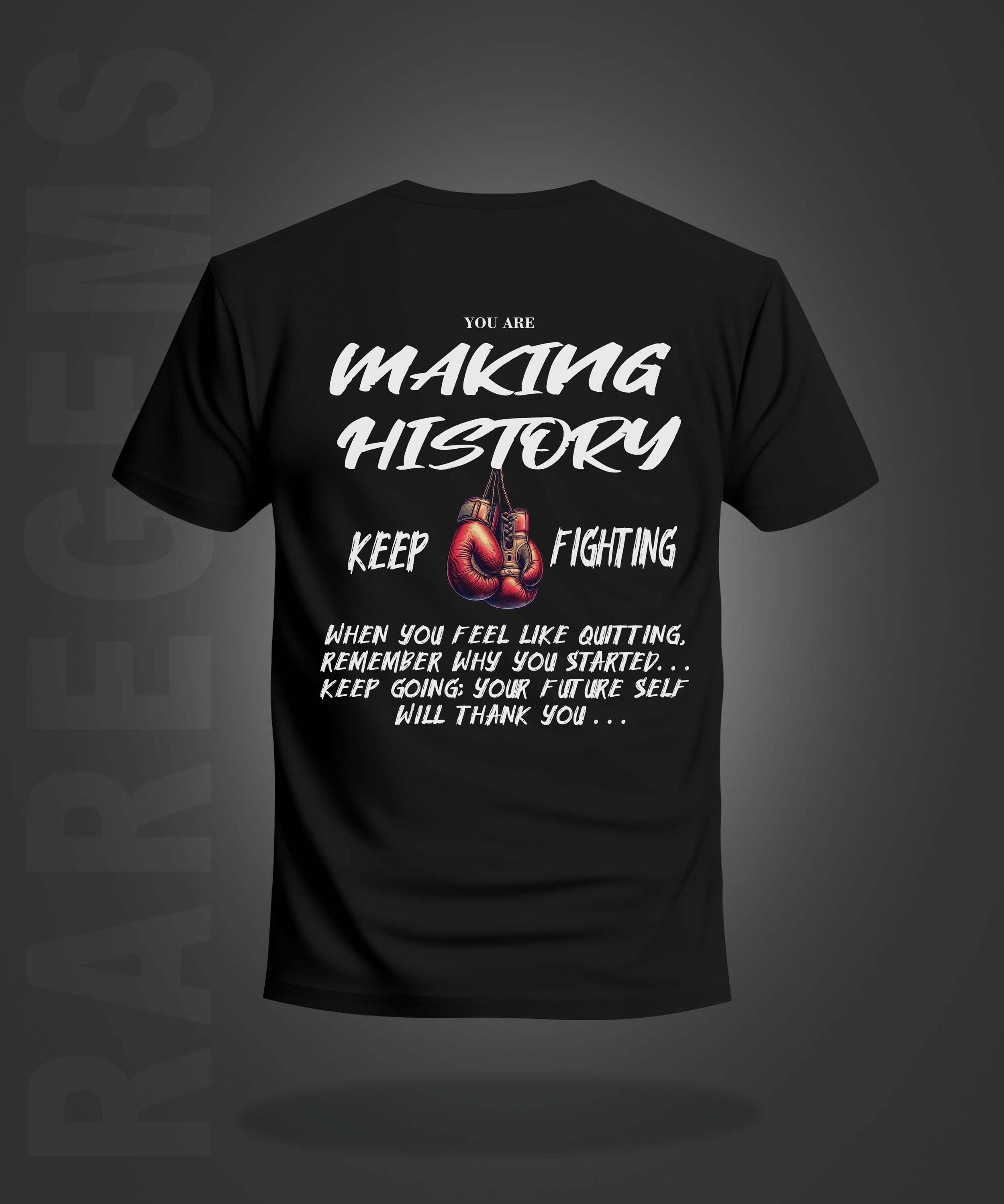 Black Half Sleeve Round Neck Boxing Gloves Printed Regular T-Shirt