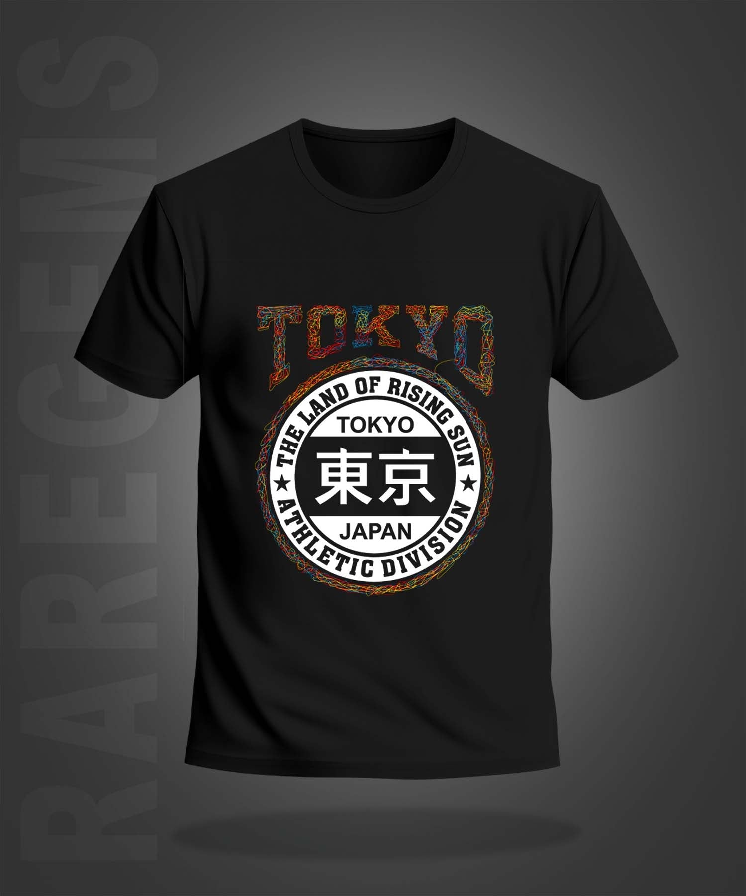 Black Half Sleeve Round Neck Scribble Art Tokyo Printed Regular T-Shirt