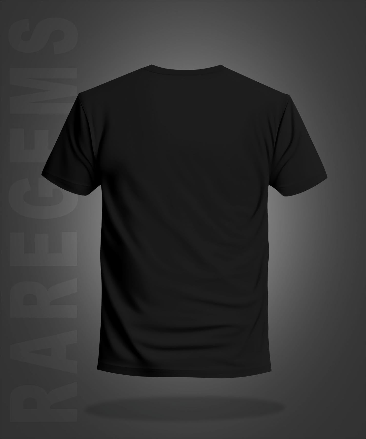 Black Half Sleeve Round Neck Sailing Ship Printed Regular T-Shirt