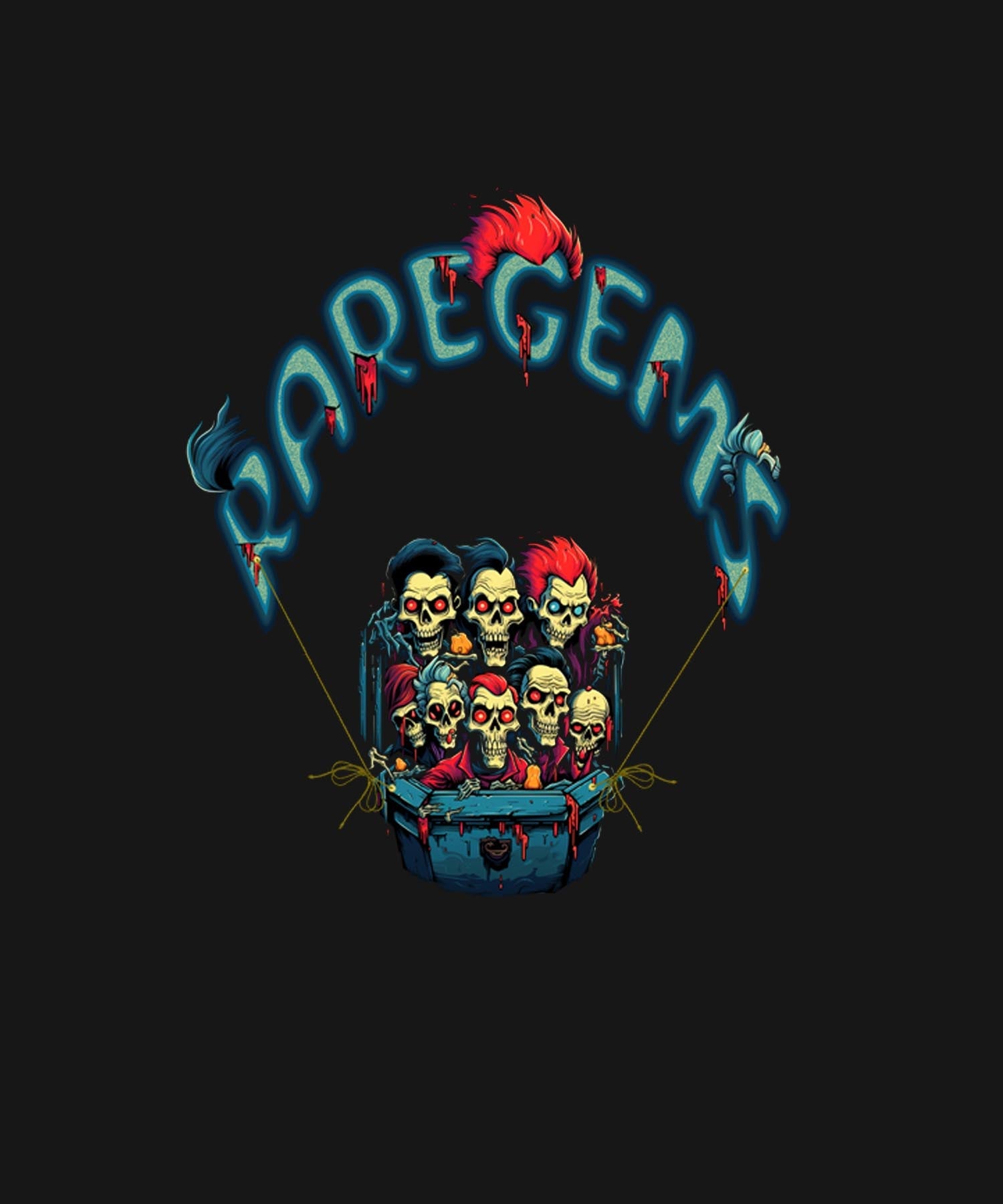 Black Half Sleeve Round Neck Skulls In Trunk Printed Regular T-Shirt