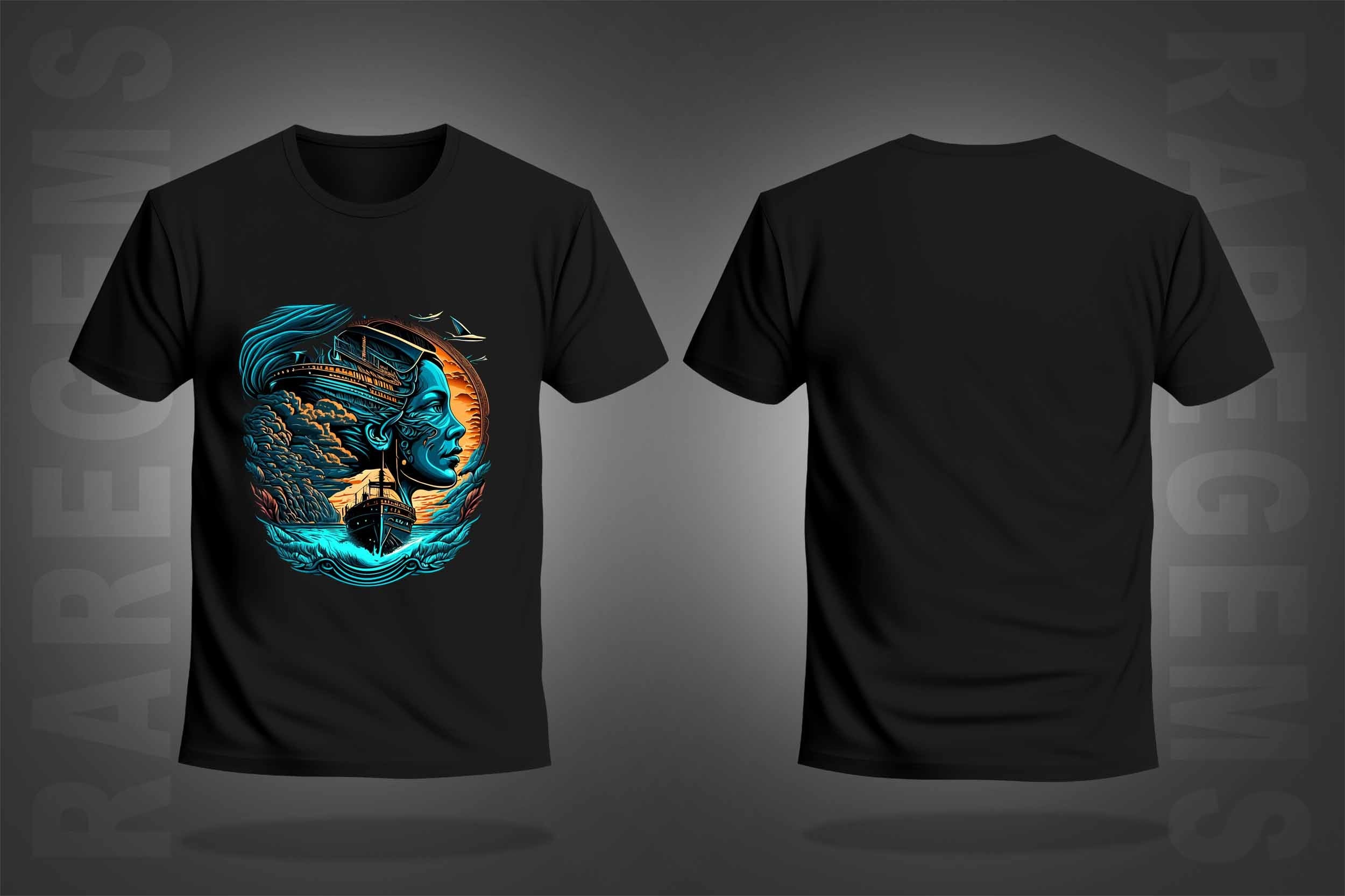 Black Half Sleeve Round Neck Wanderlust Lady Printed Regular T-Shirt