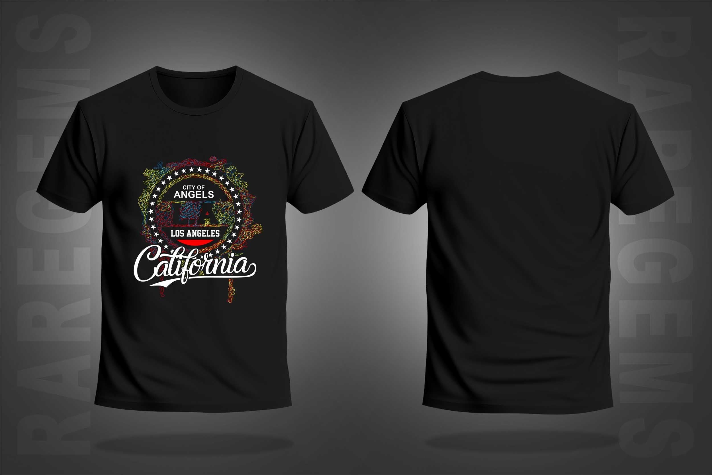 Black Half Sleeve Round Neck Scribble Art California Printed Regular T-Shirt