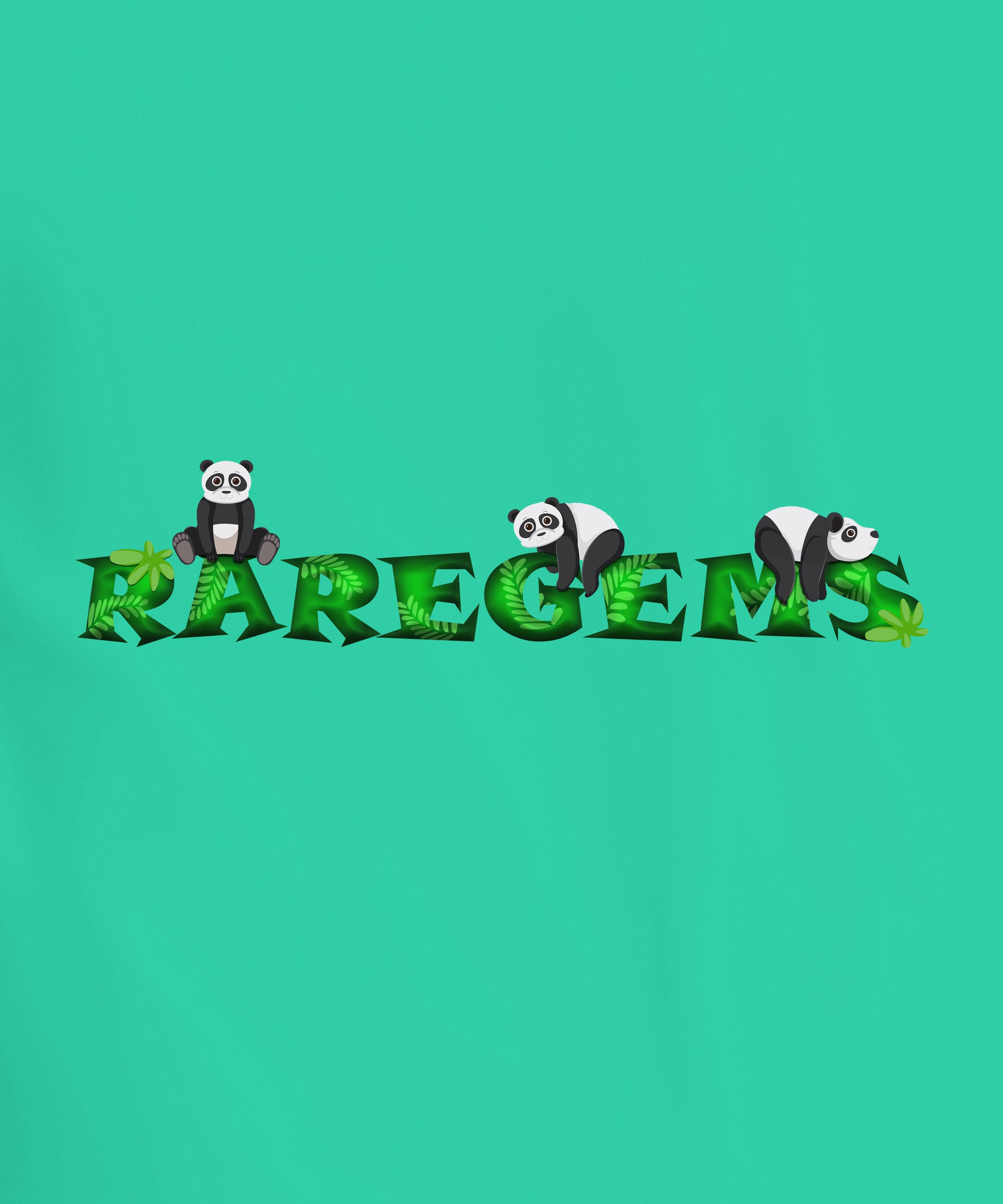 Mint Green Half Sleeve Round Neck Four Pandas Printed Oversized T-Shirt