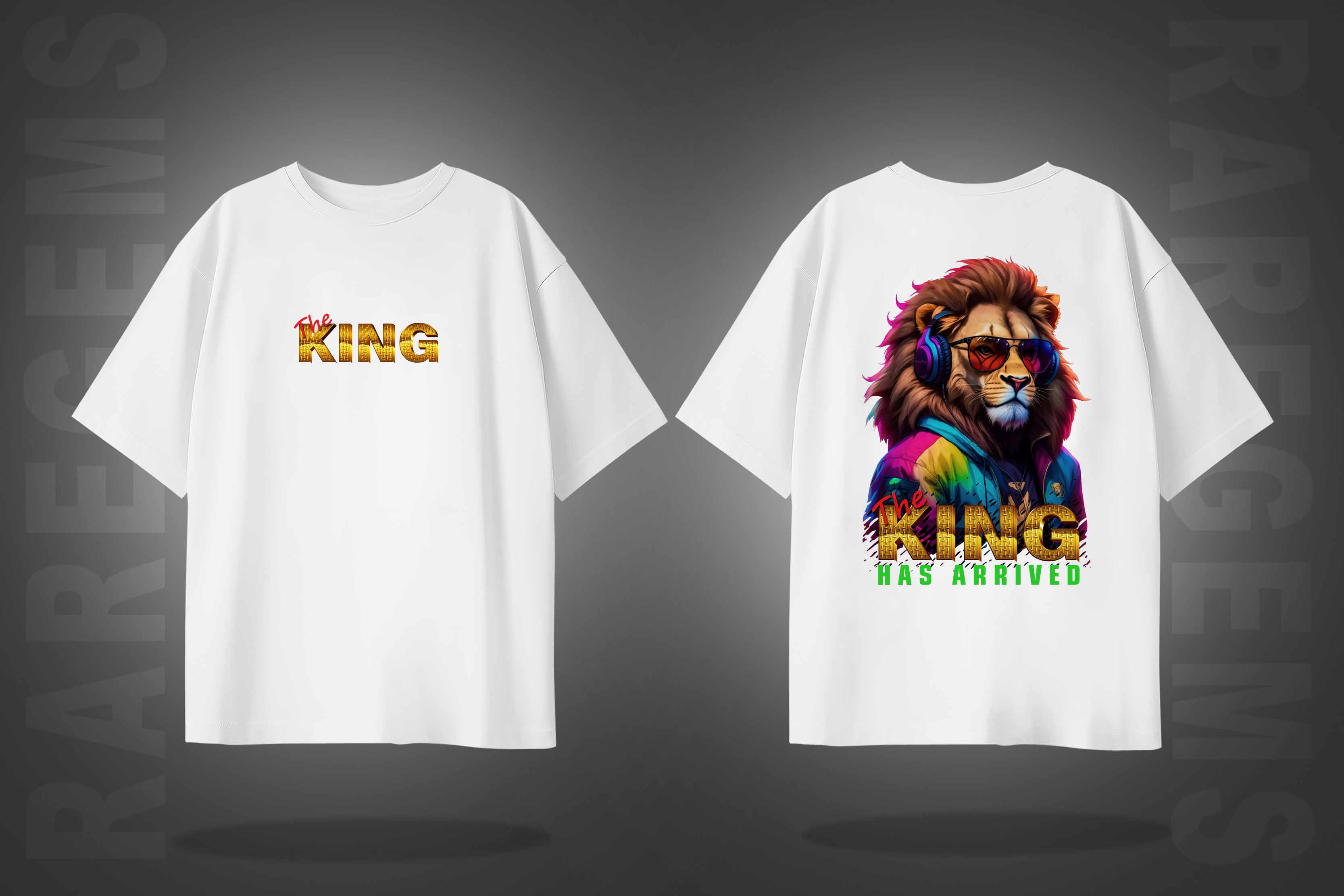 White Half Sleeve Round Neck King Has Arrived Printed Oversize T-Shirt