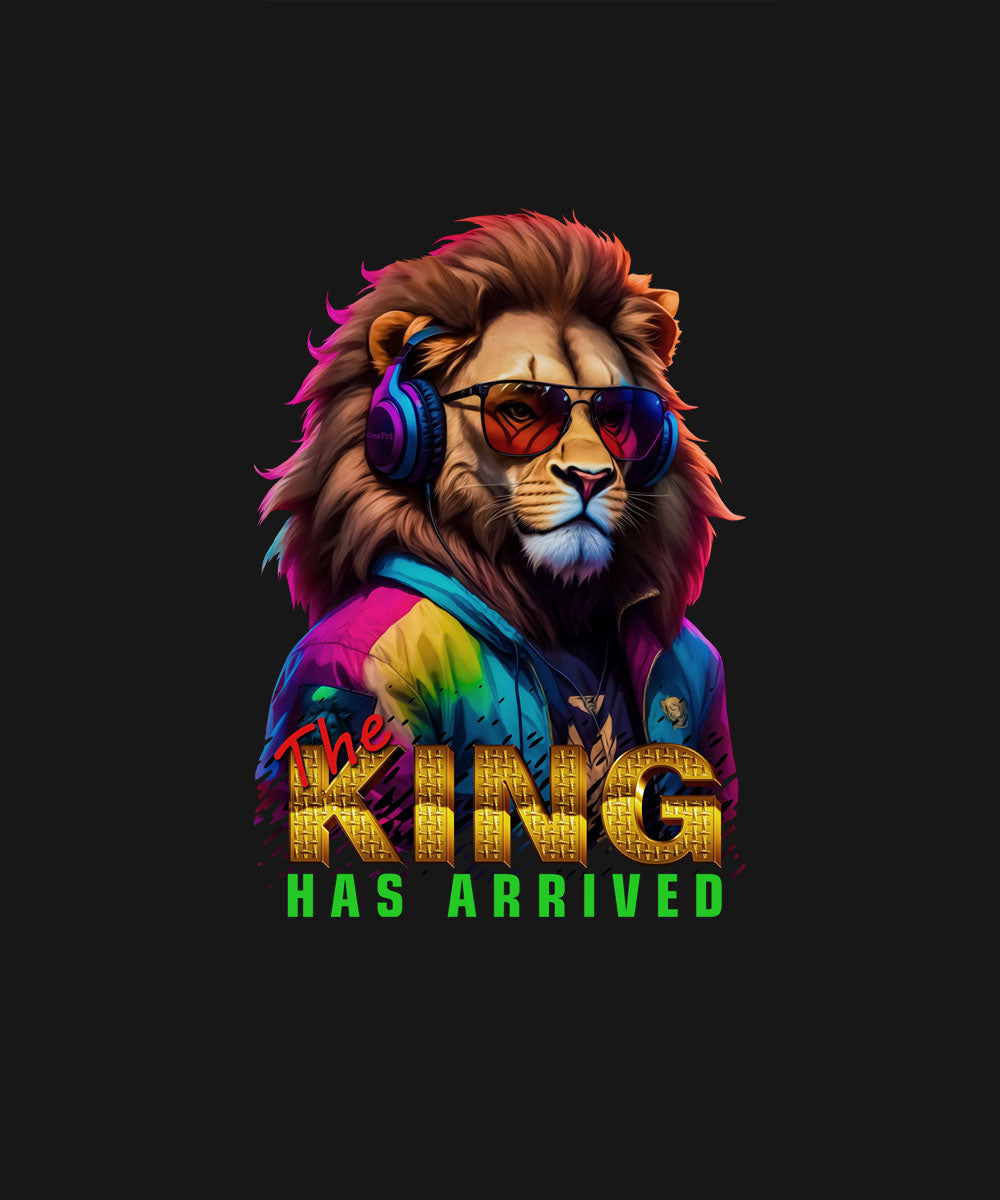 Black Half Sleeve Round Neck King Has Arrived Printed Oversize T-Shirt