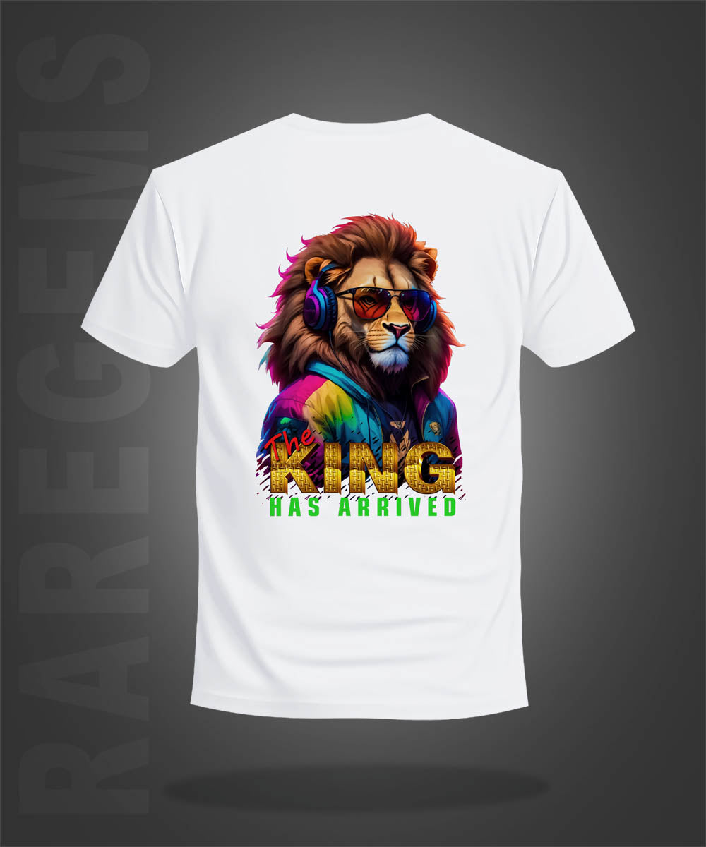 White Half Sleeve Round Neck King Has Arrived Printed Regular T-Shirt