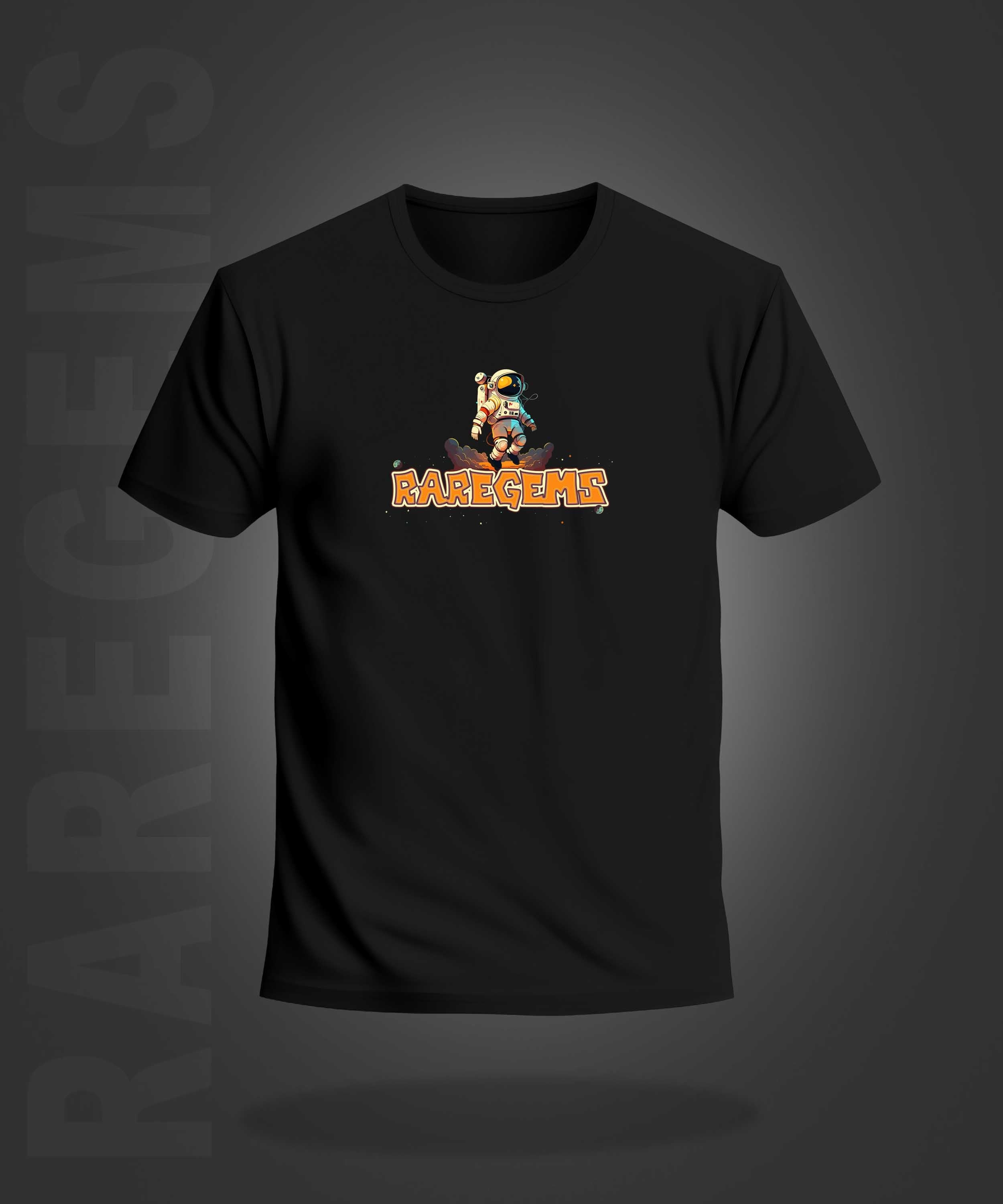 Black Half Sleeve Round Neck I Need More Space Astronaut Printed Regular T-Shirt