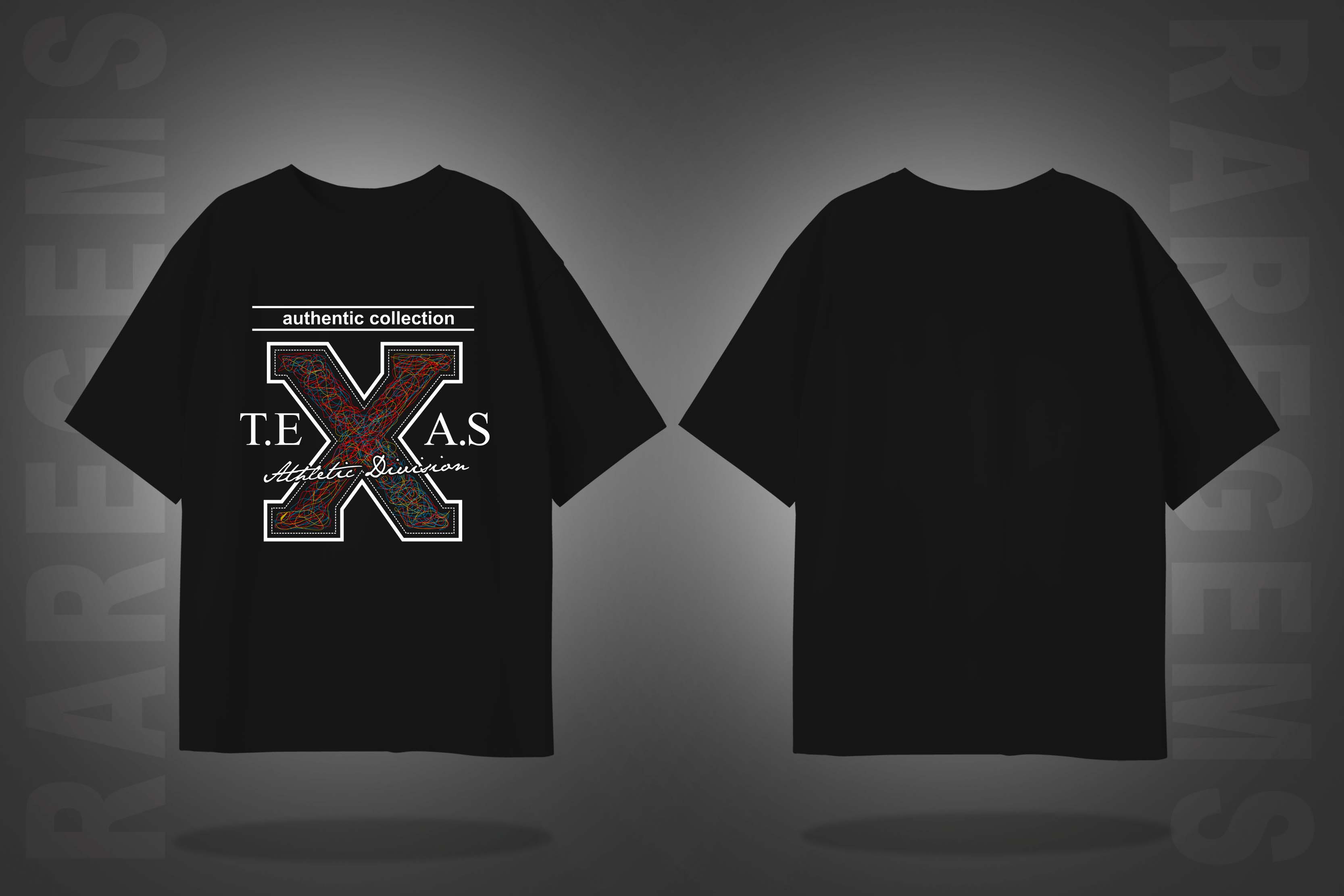 Black Half Sleeves Scribble Art Texas Printed Oversized T-Shirt