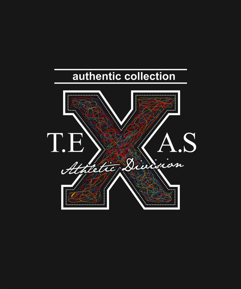 Black Half Sleeve Round Neck Scribble Art Texas Printed Regular T-Shirt