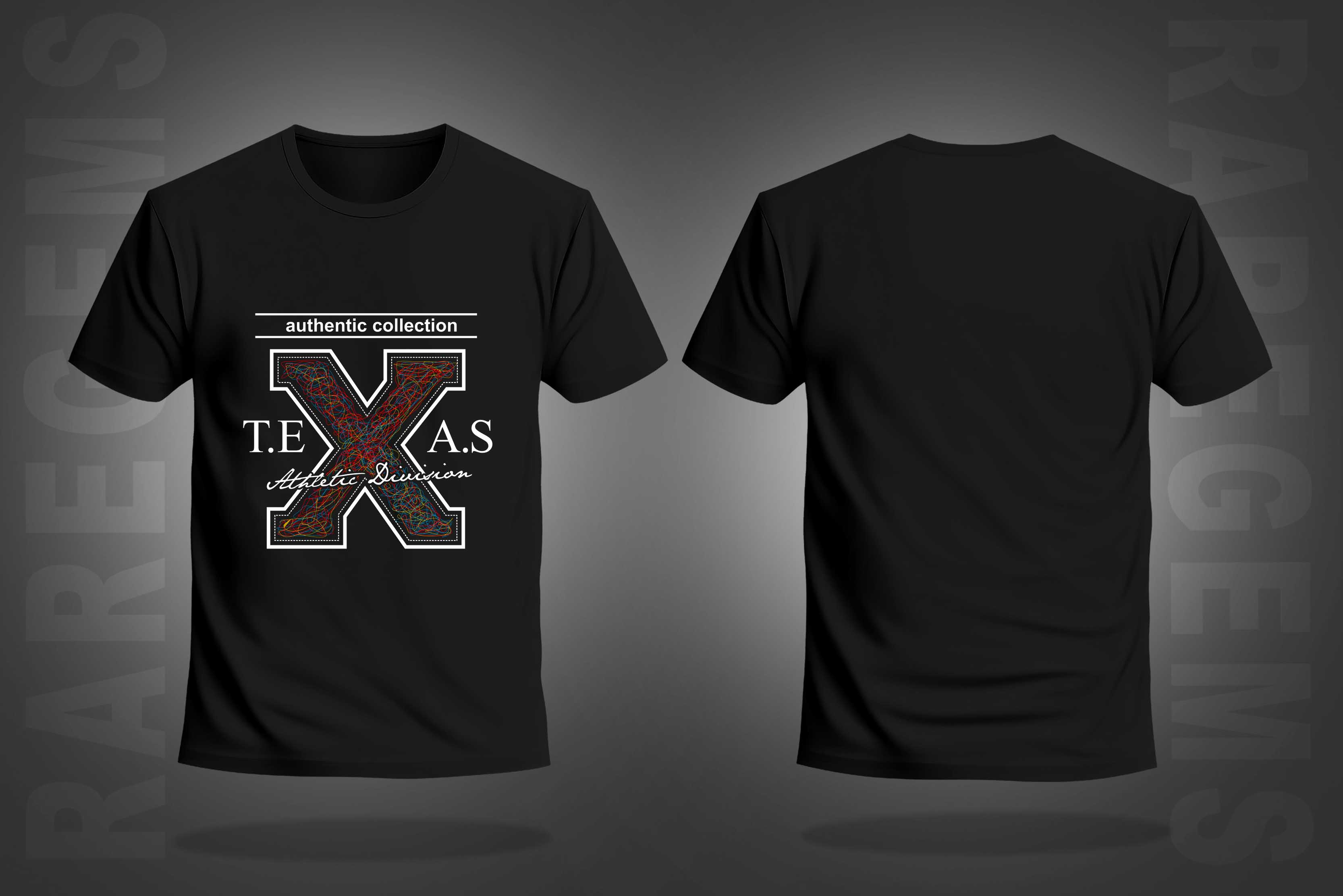 Black Half Sleeve Round Neck Scribble Art Texas Printed Regular T-Shirt