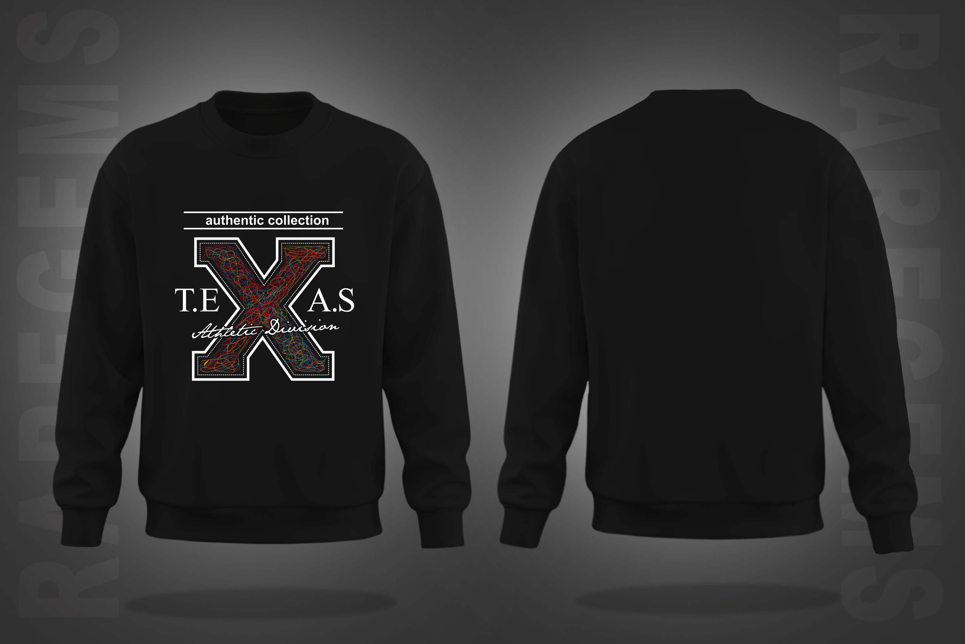 Black Round Neck Scribble Art Texas Printed Sweatshirt