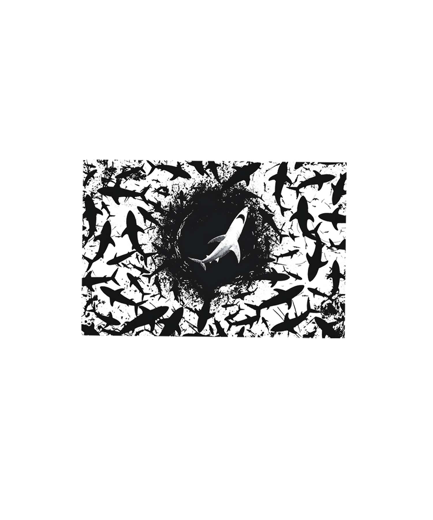 White Half Sleeve Round Neck Black Dolphins Printed Regular T-Shirt