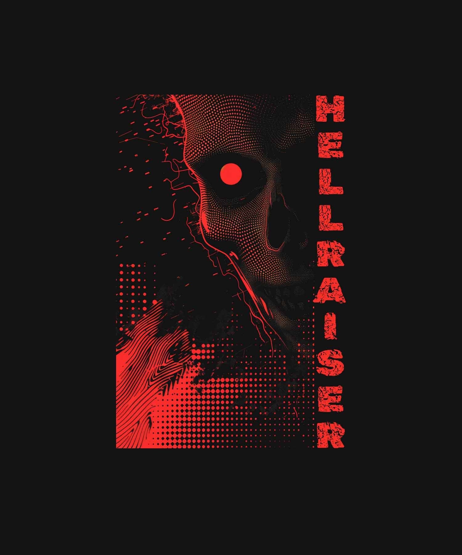 Black Half Sleeve Round Neck Hell Raiser Printed Regular T-Shirt