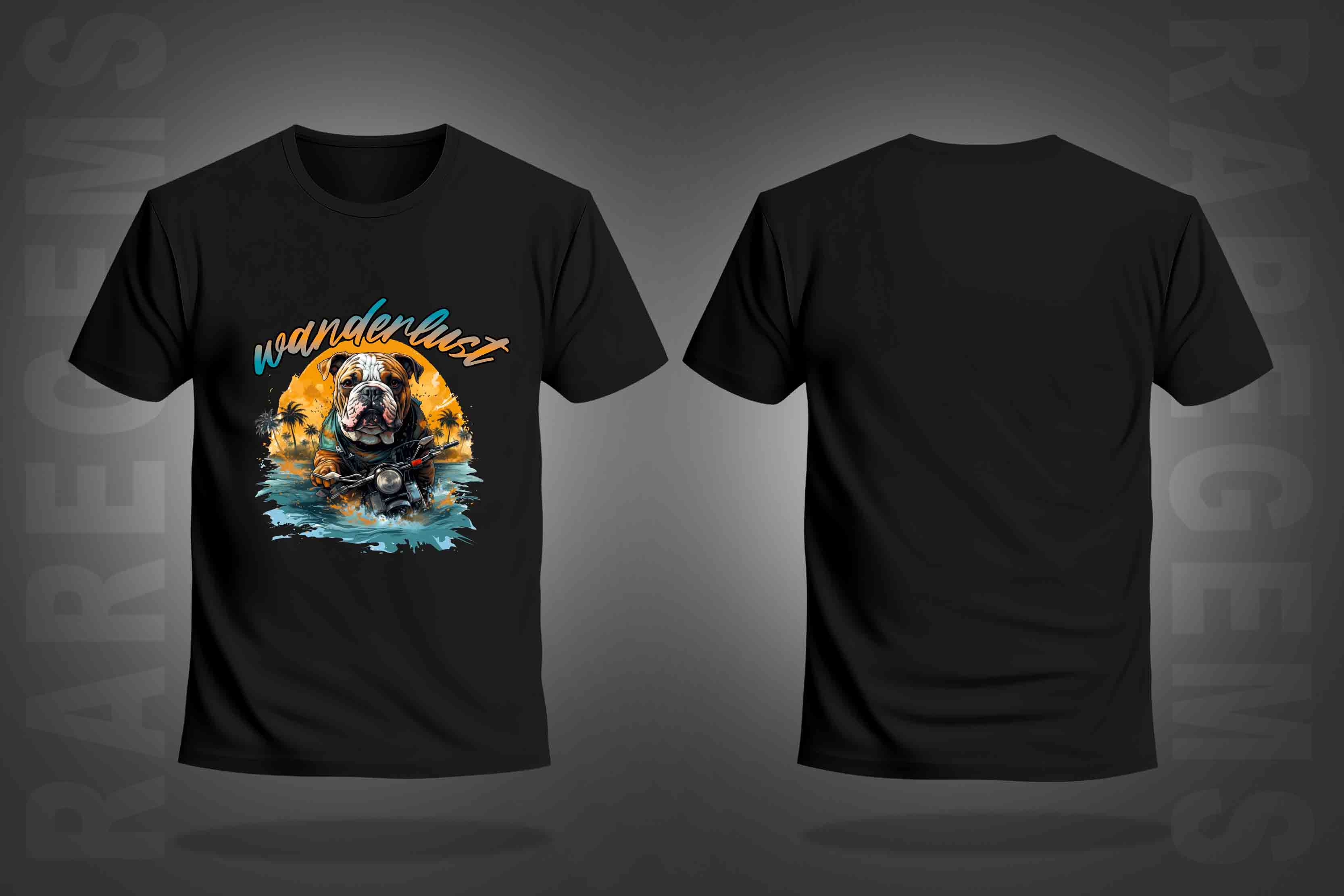Black Half Sleeve Round Neck Wanderlust Dog Printed Regular T-Shirt