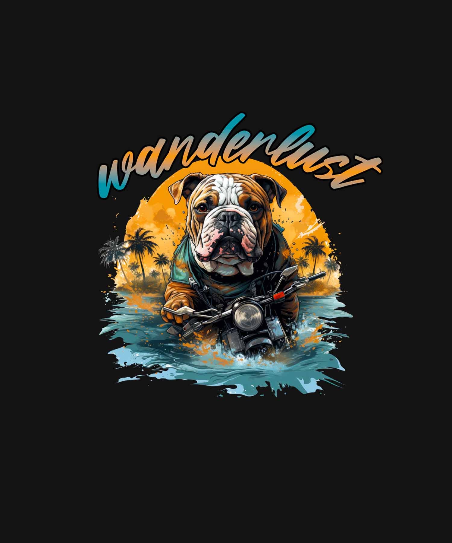 Black Half Sleeve Round Neck Wanderlust Dog Printed Regular T-Shirt