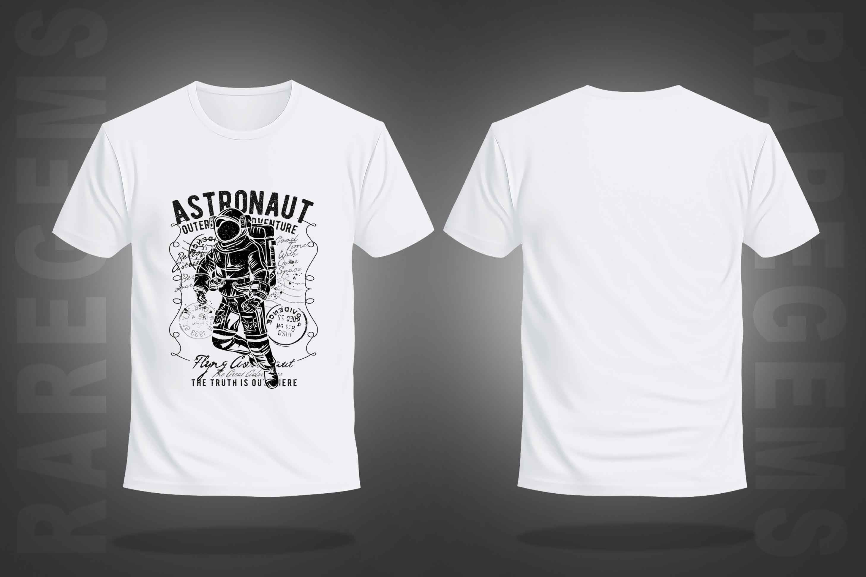 White Half Sleeve Round Neck Astronaut Printed Regular T-Shirt