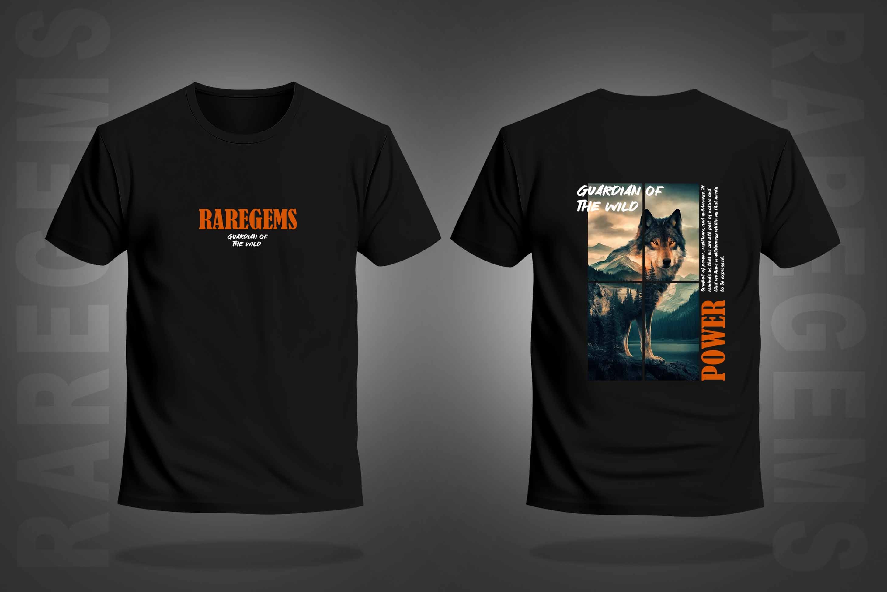 Black Half Sleeve Round Neck Guardian Of Wild Wolf Printed Regular T-Shirt