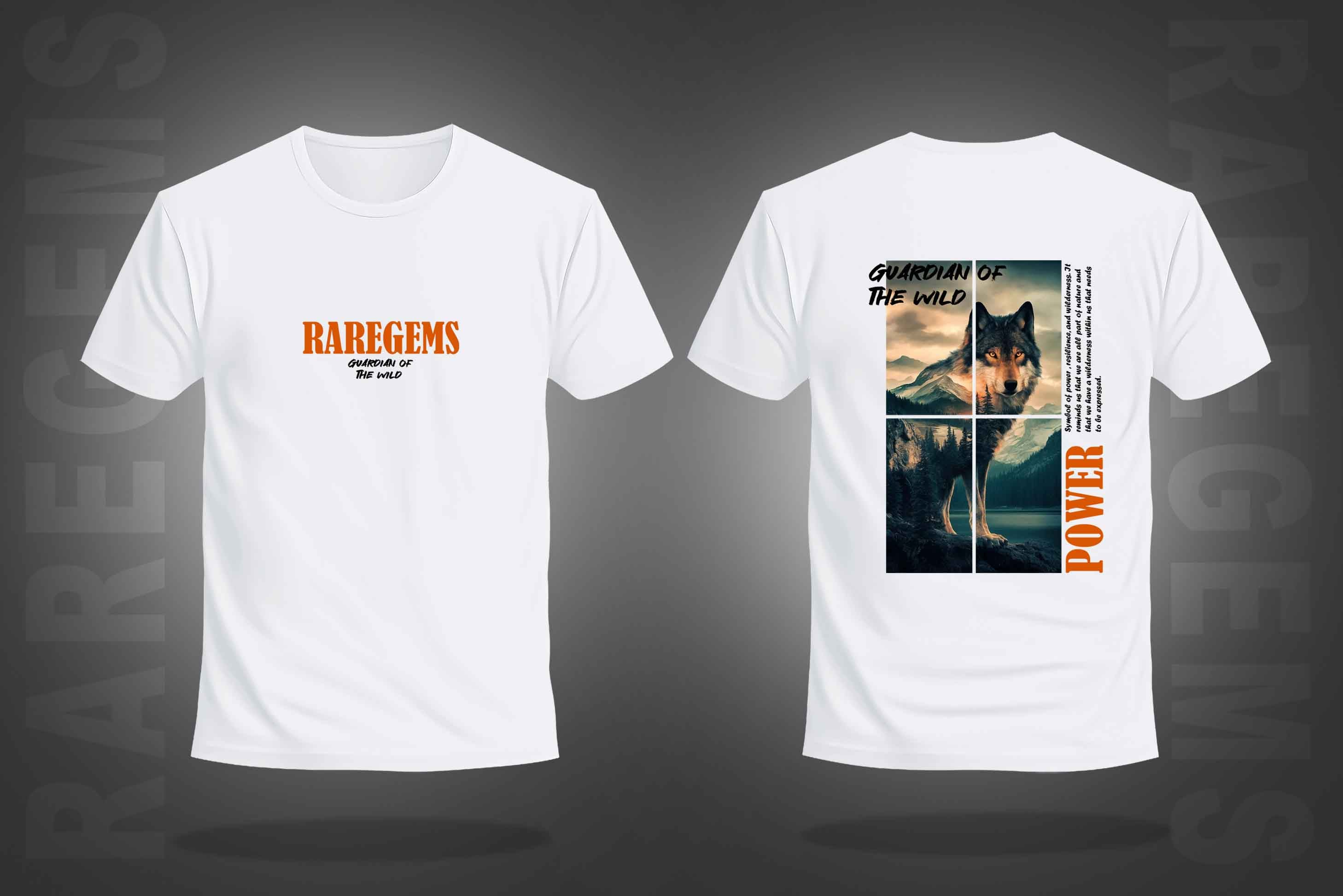 White Half Sleeve Round Neck Guardian Of Wild Wolf Printed Regular T-Shirt