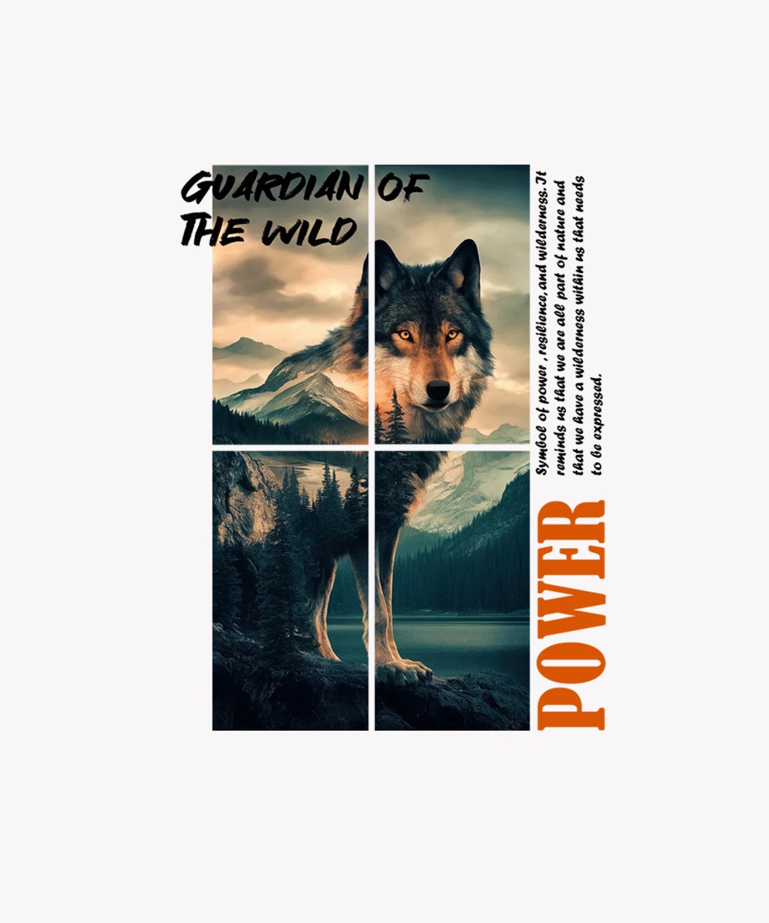 White Half Sleeve Round Neck Guardian Of Wild Wolf Printed Regular T-Shirt