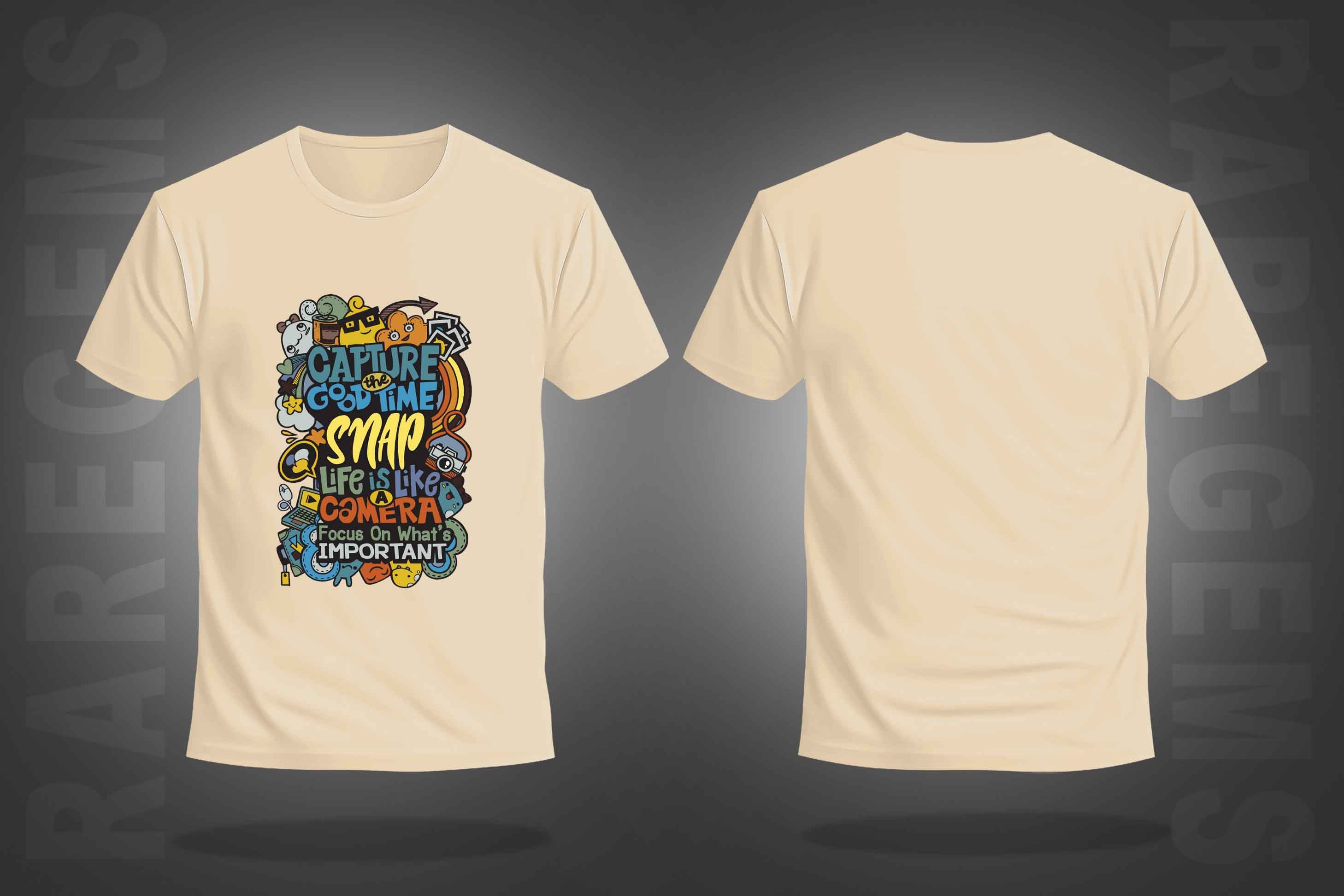 Beige Half Sleeve Round Neck Capture The Good Time Printed Regular T-Shirt