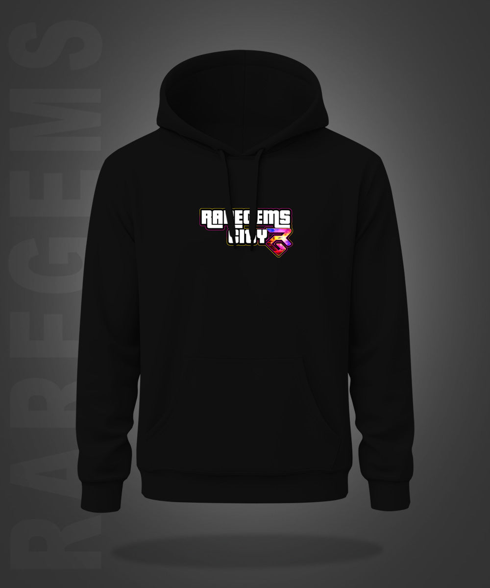 Black Raregems City Printed Regular Hoodie