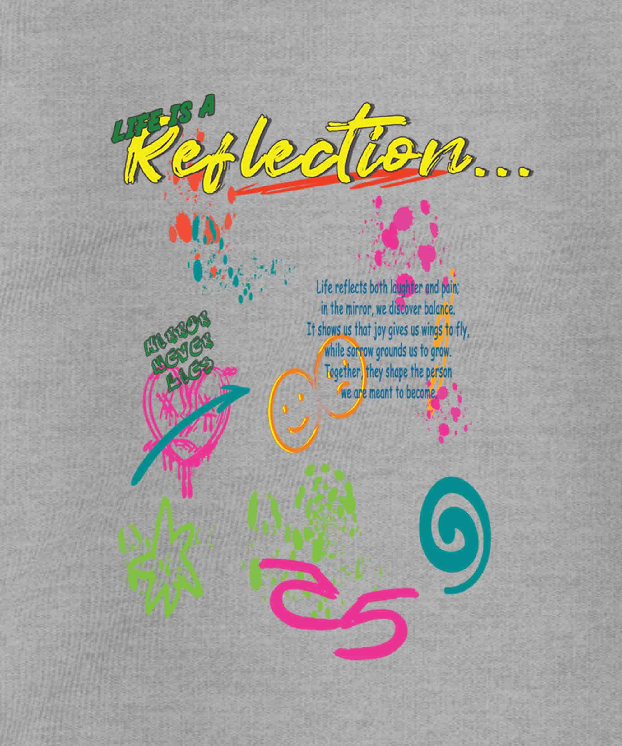 Grey Life's Reflection Printed Regular Hoodie