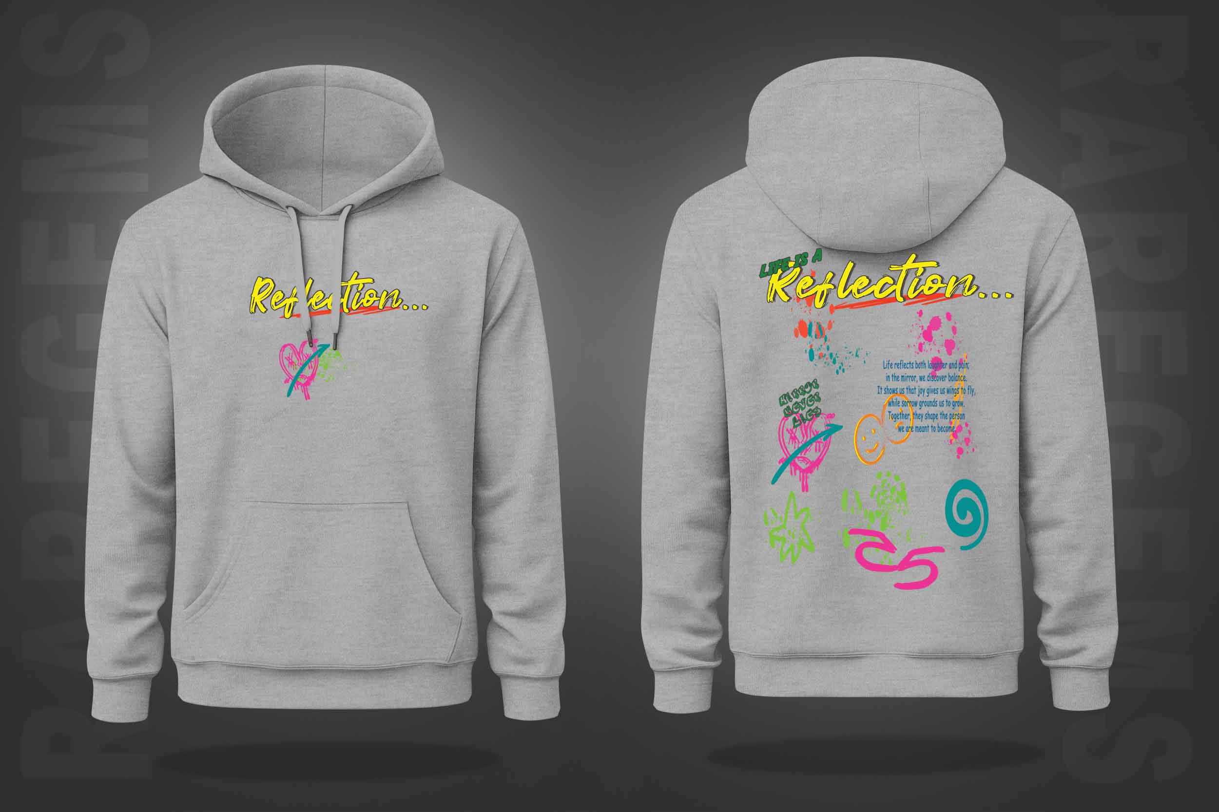 Grey Life's Reflection Printed Regular Hoodie