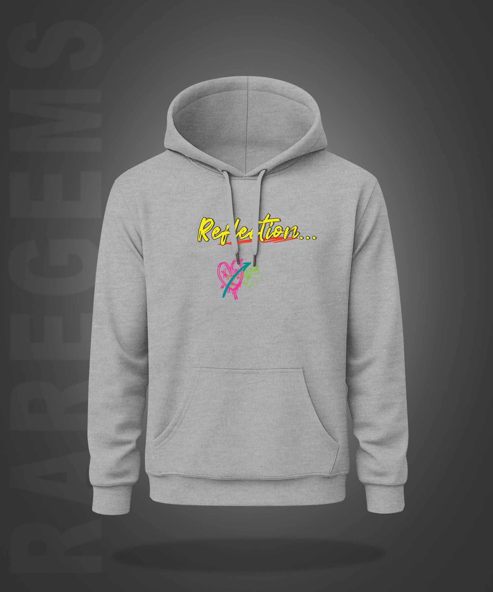 Grey Life's Reflection Printed Regular Hoodie