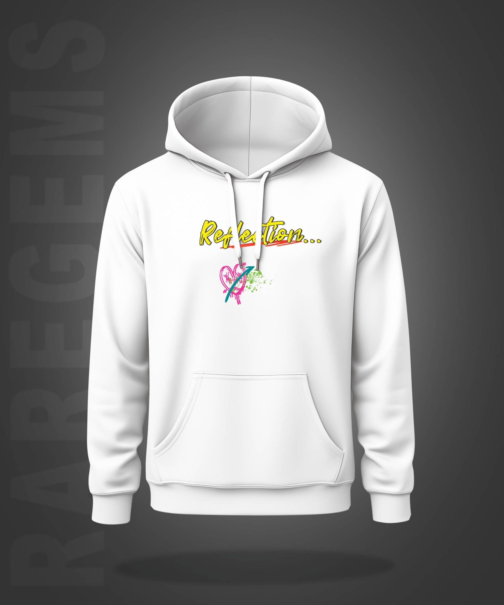 White Life's Reflection Printed Regular Hoodie