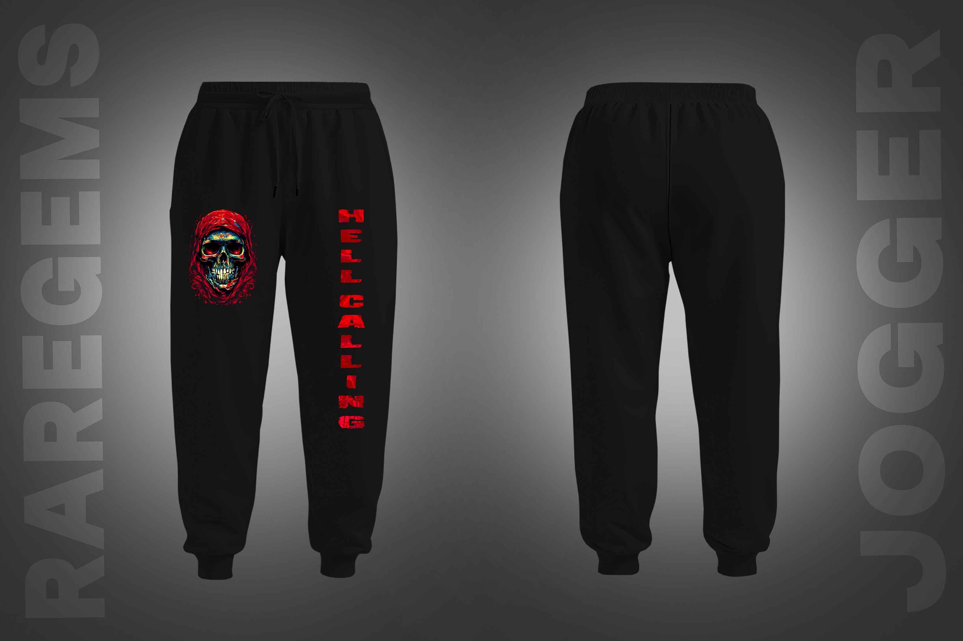 Black Hell Calling Skull Printed Joggers