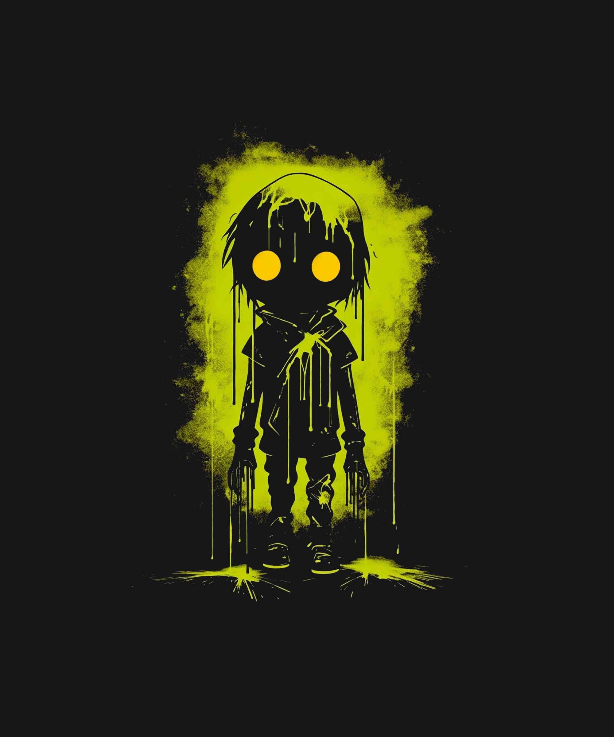 Black Neon Spooky Boy Printed Joggers