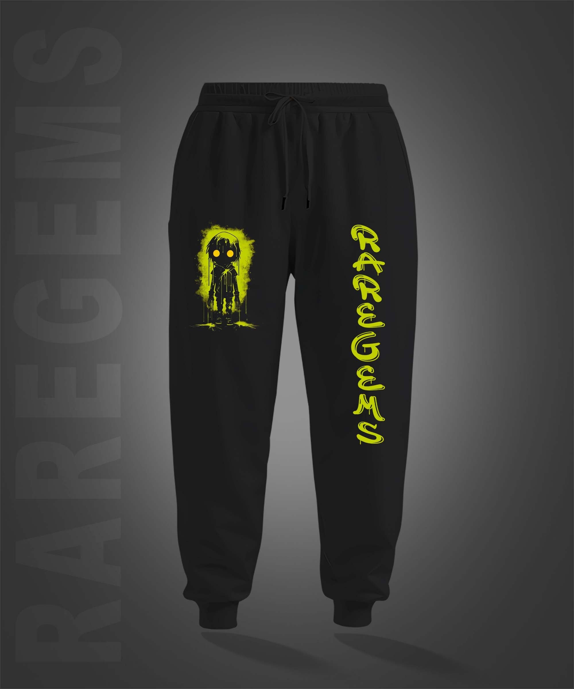 Black Neon Spooky Boy Printed Joggers
