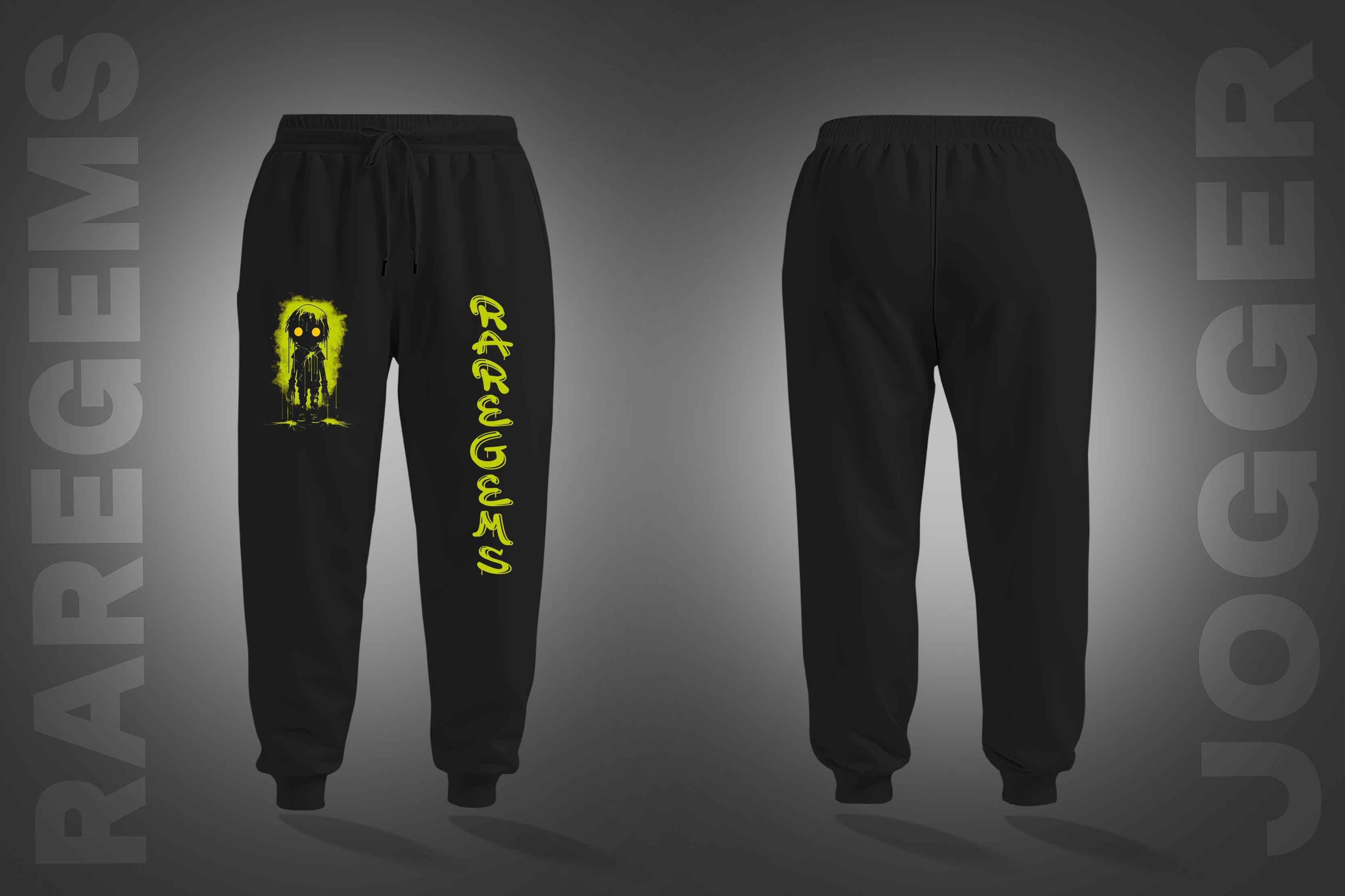 Black Neon Spooky Boy Printed Joggers