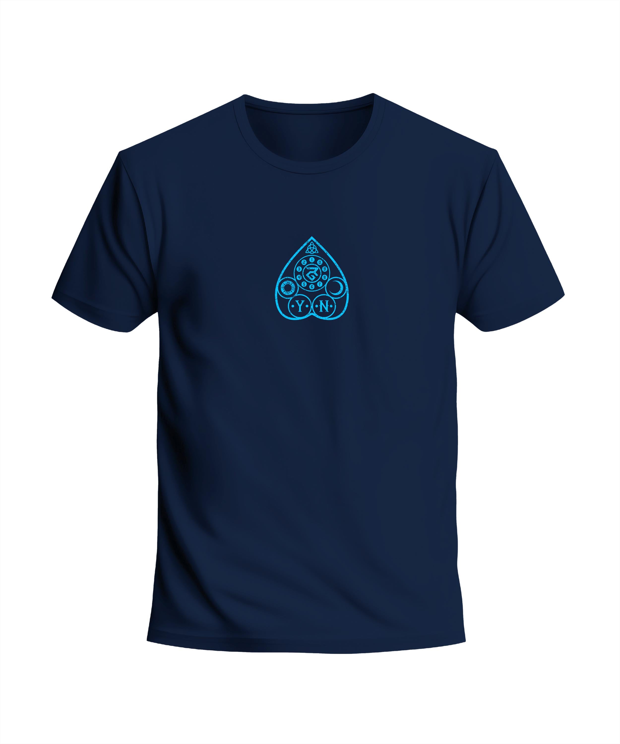 Navy Blue Half Sleeves Round Neck Ouija Board Printed Regular T-Shirt