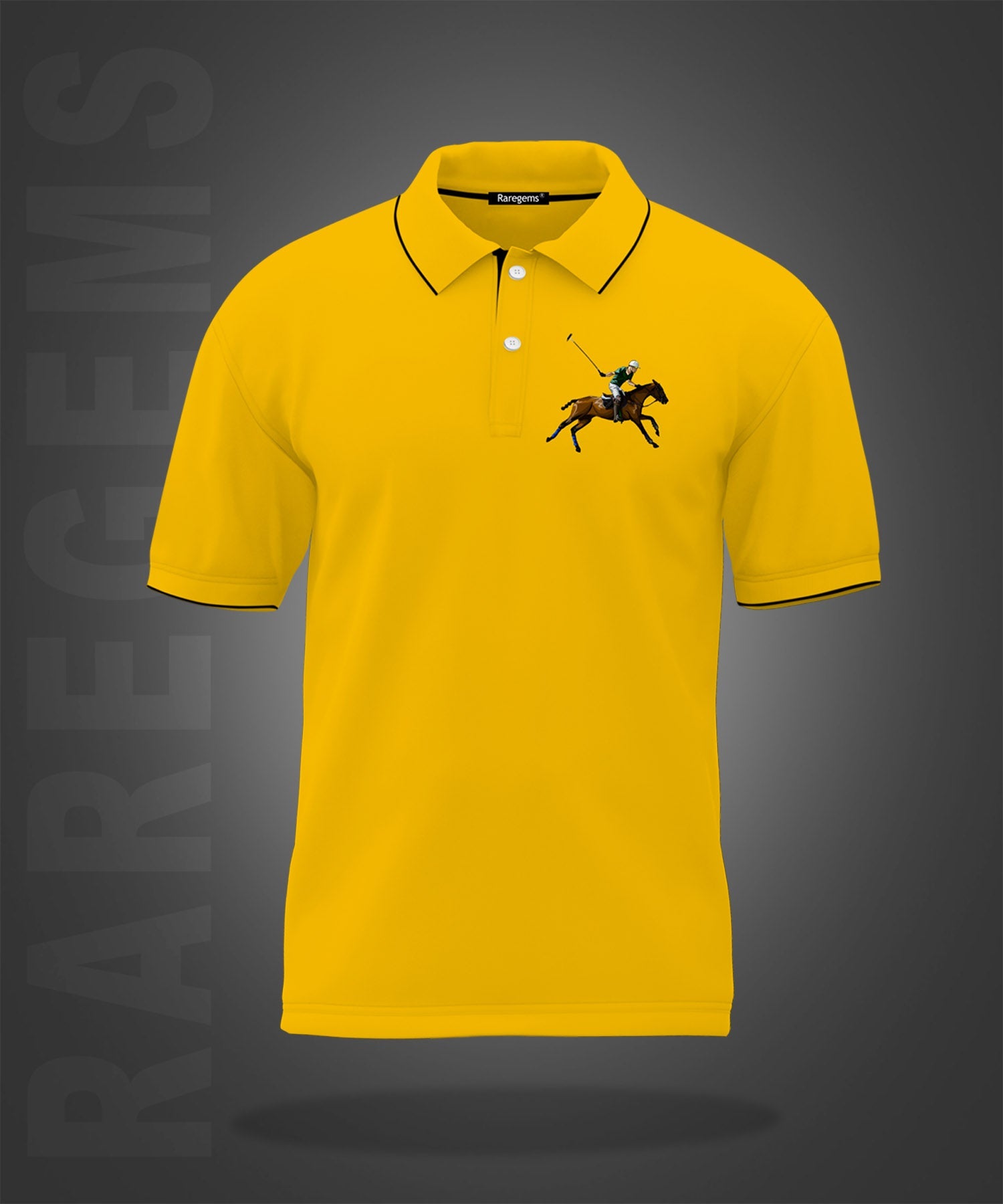 Chrome Yellow Horse Printed Polo T-Shirt