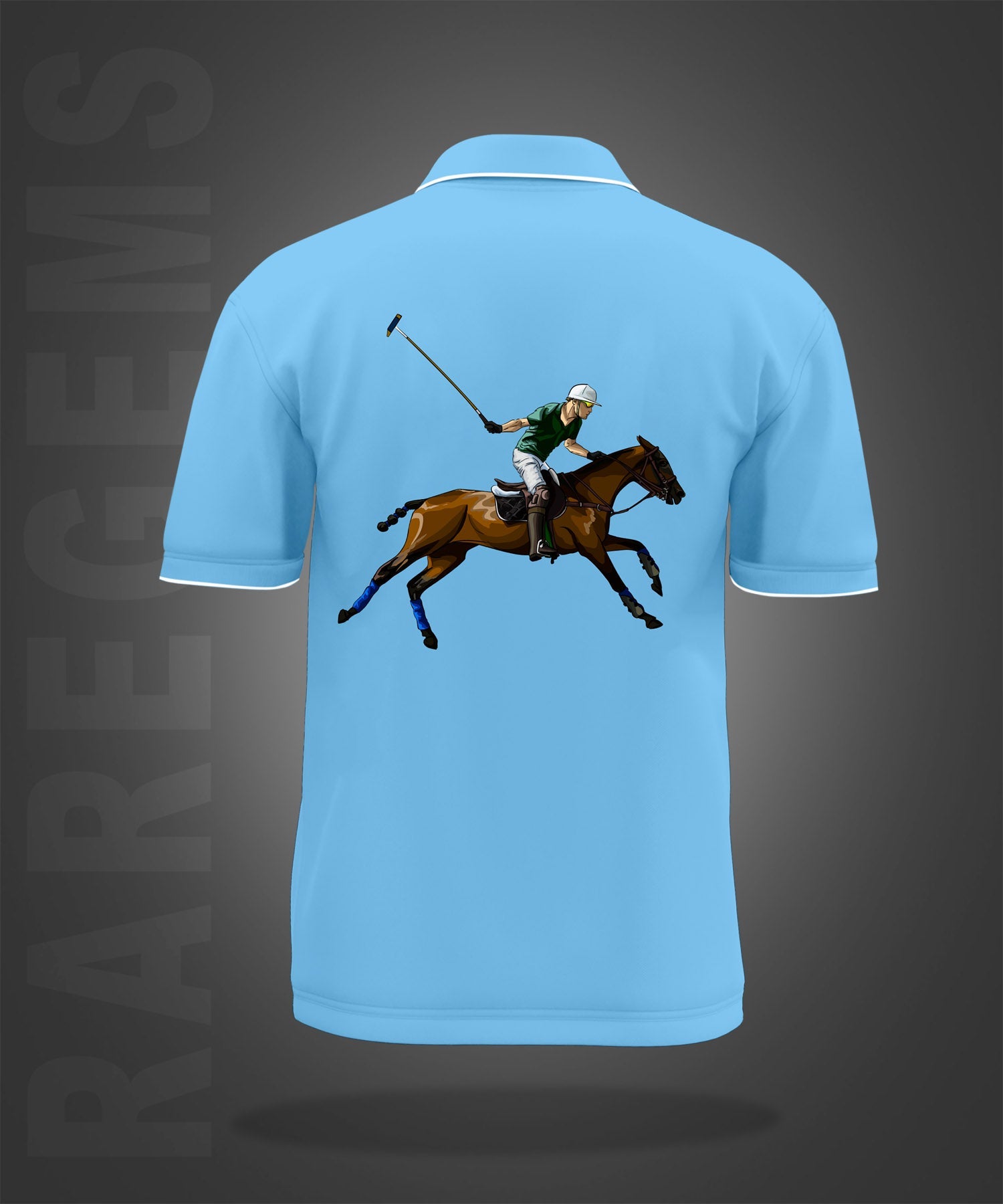 Sky Blue Polo Player Printed Polo T-Shirt