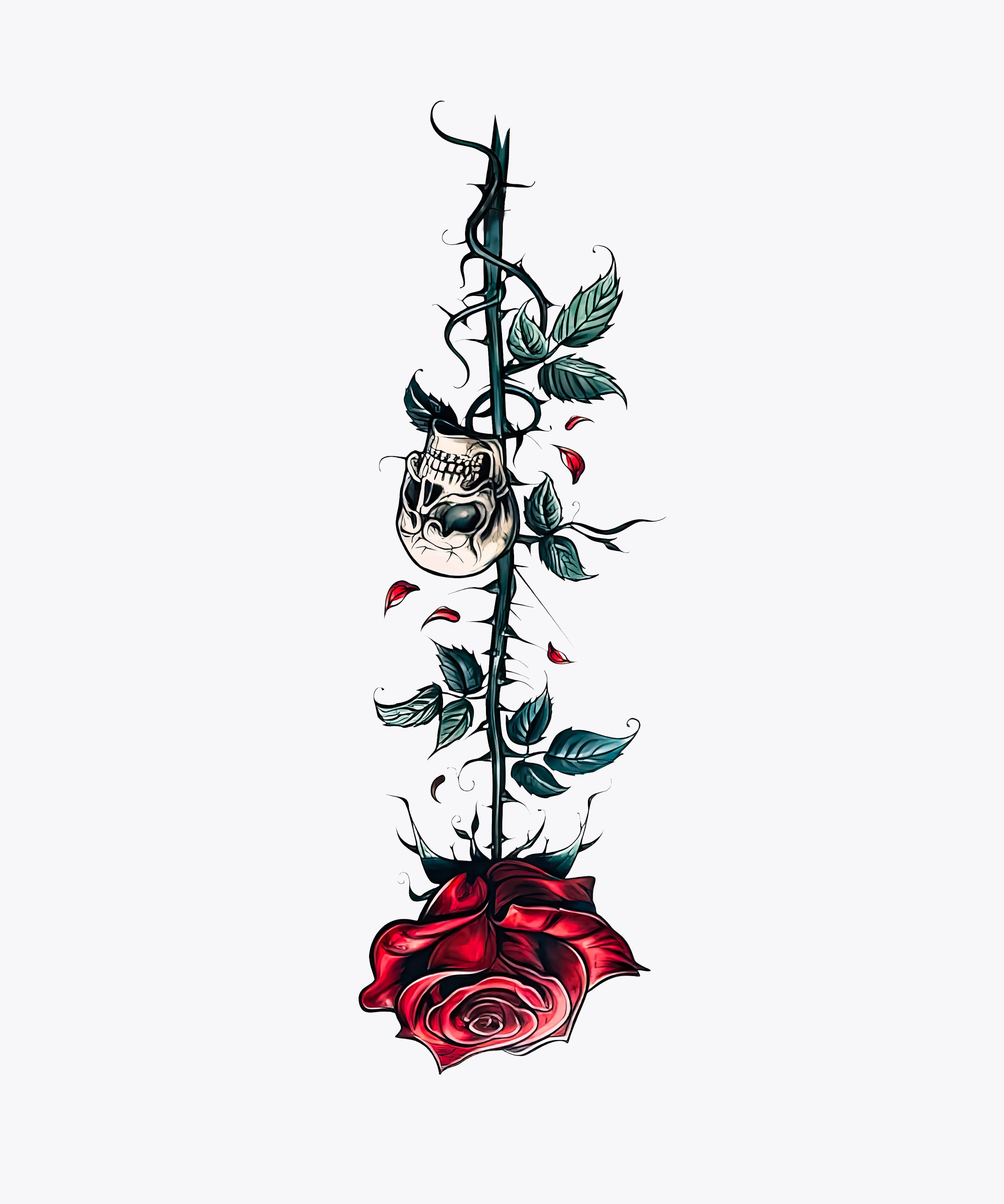 White Half Sleeves Round Neck Mystery And Rose Printed Regular T-Shirt