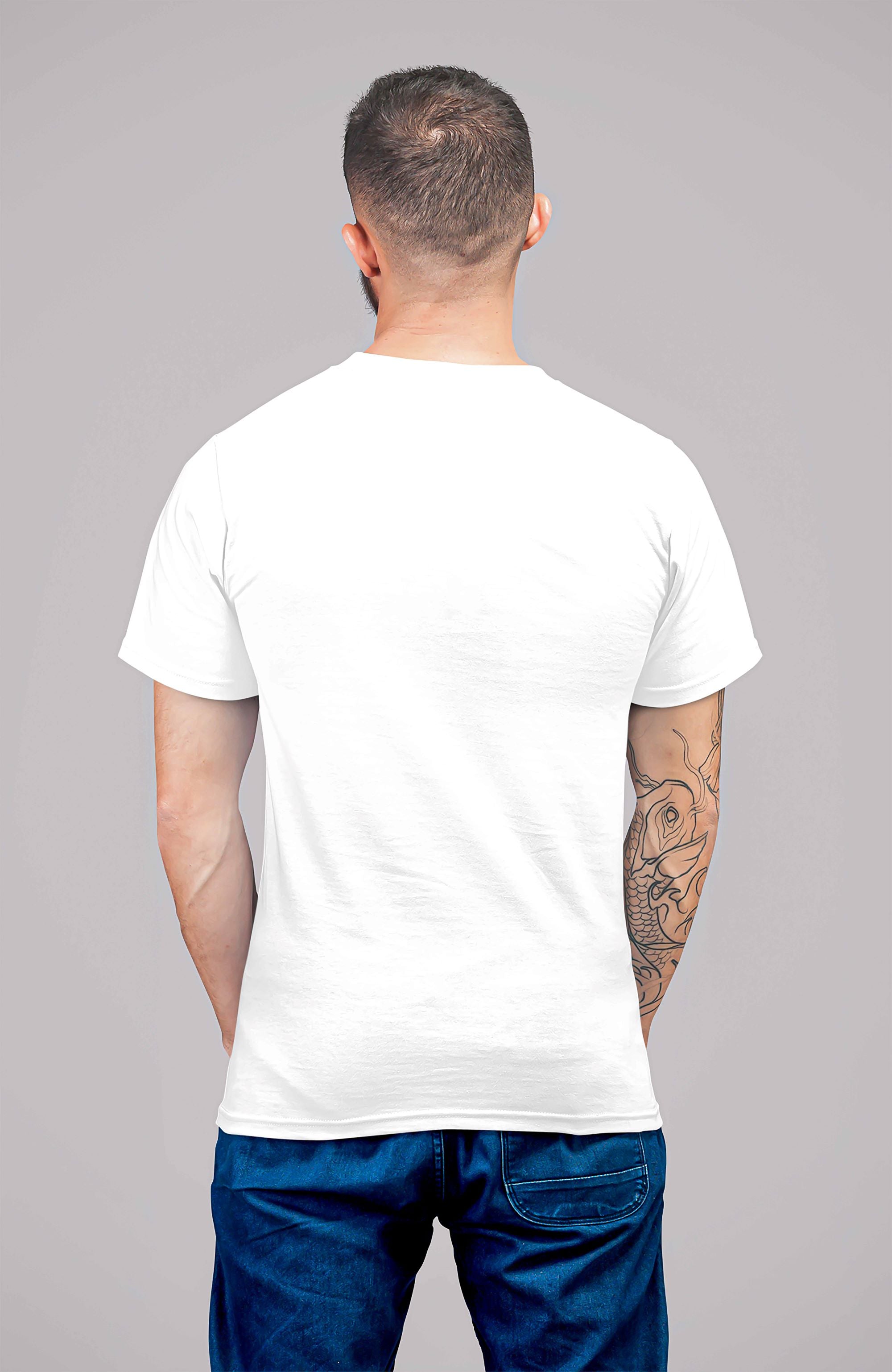 White Half Sleeves Round Neck Mystery And Rose Printed Regular T-Shirt
