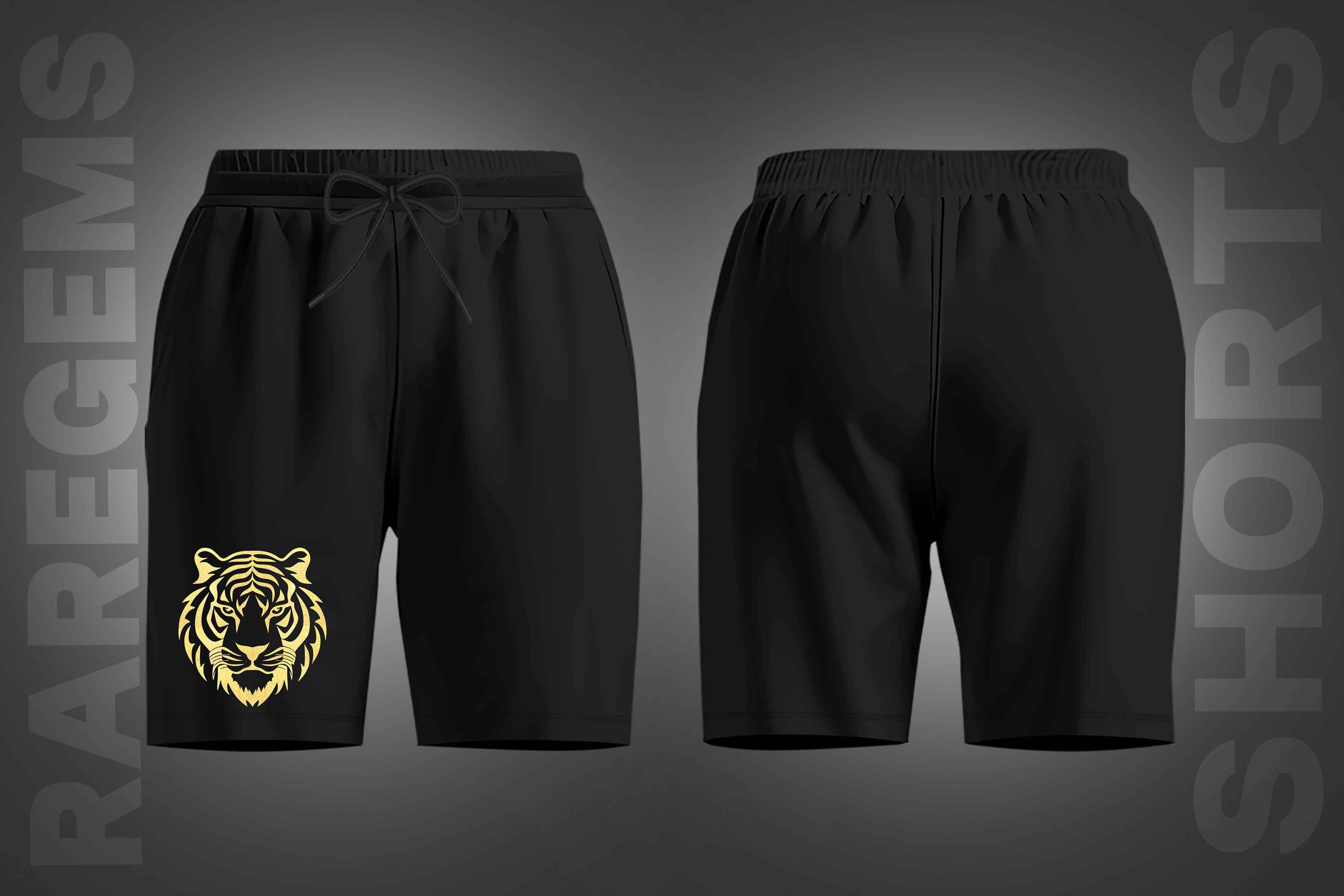 Black Golden Vinyl Tiger Printed Shorts