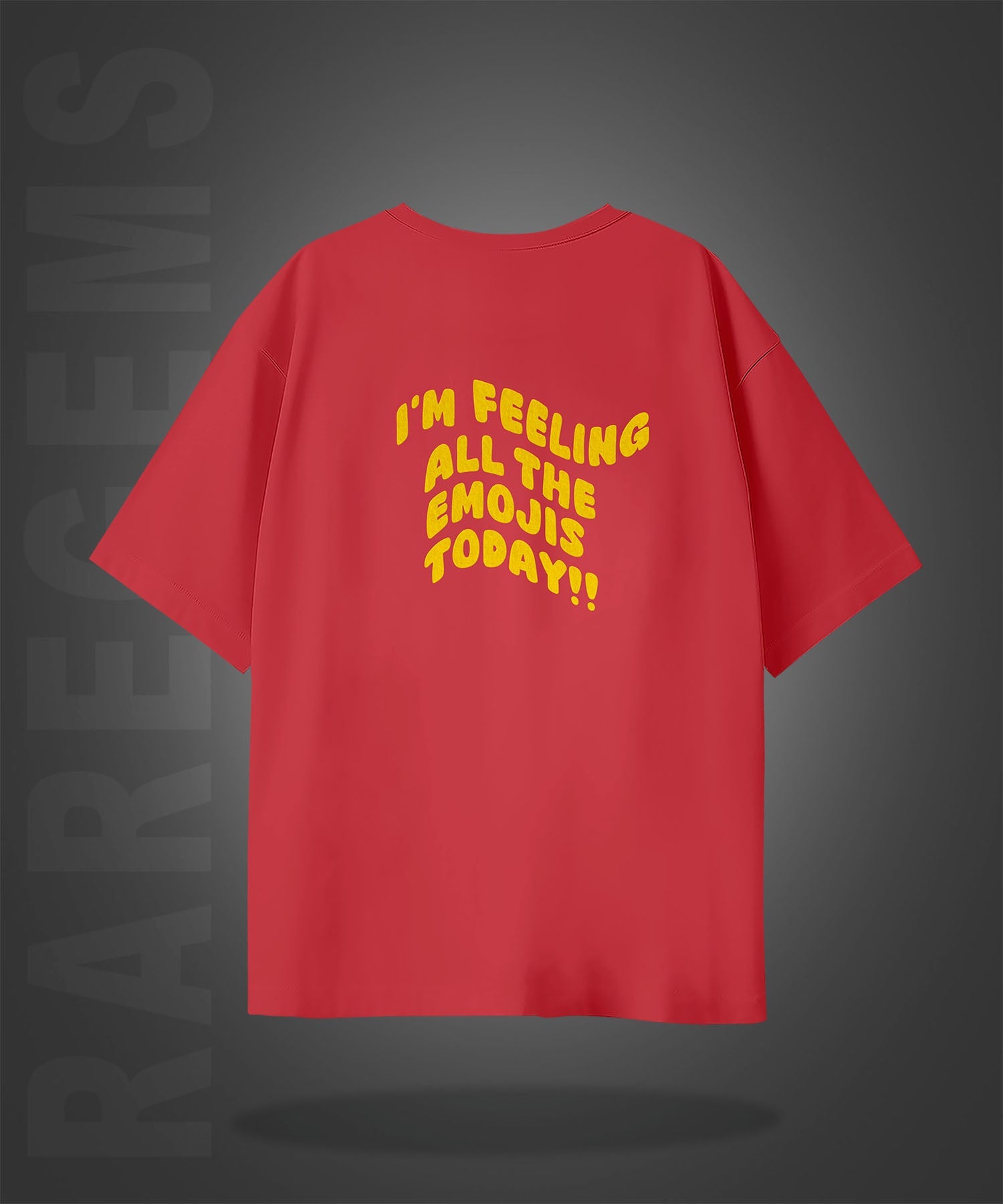 Imperial Red Half Sleeves Emojis Printed Oversized T-Shirt