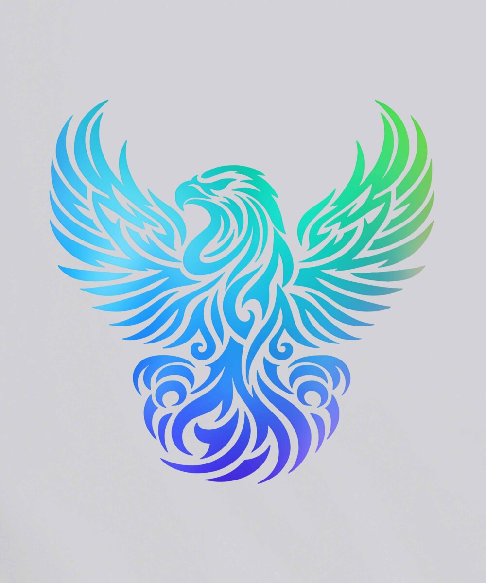 White Half Sleeve Round Neck Rainbow Foil Phoenix Printed Regular T-Shirt