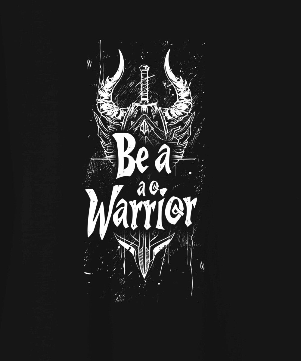 Black Half Sleeves Be A Warrior Printed Oversized T-Shirt