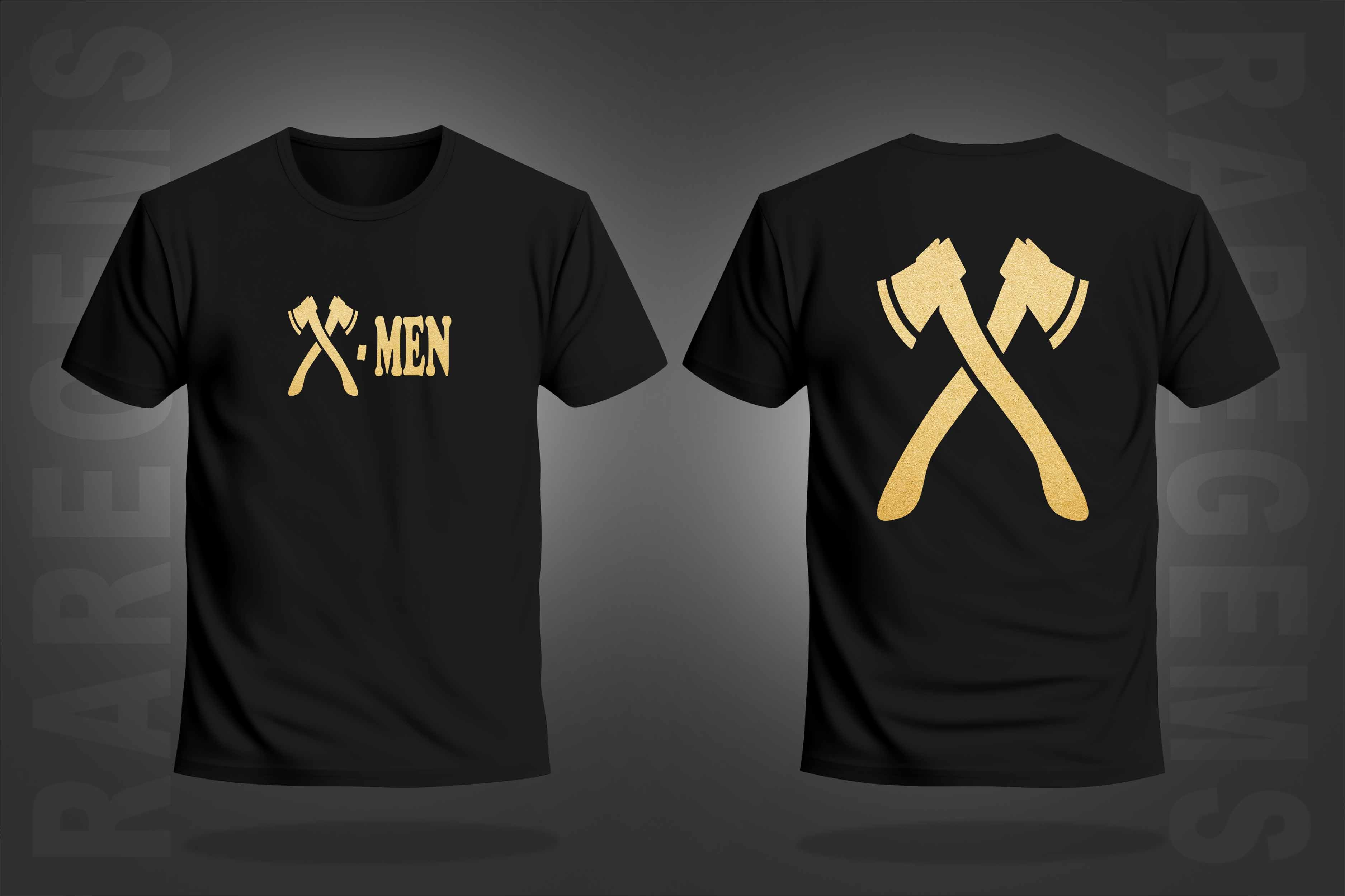 Black Round Neck Half Sleeve Golden Foil X-Men Printed Regular T-Shirt