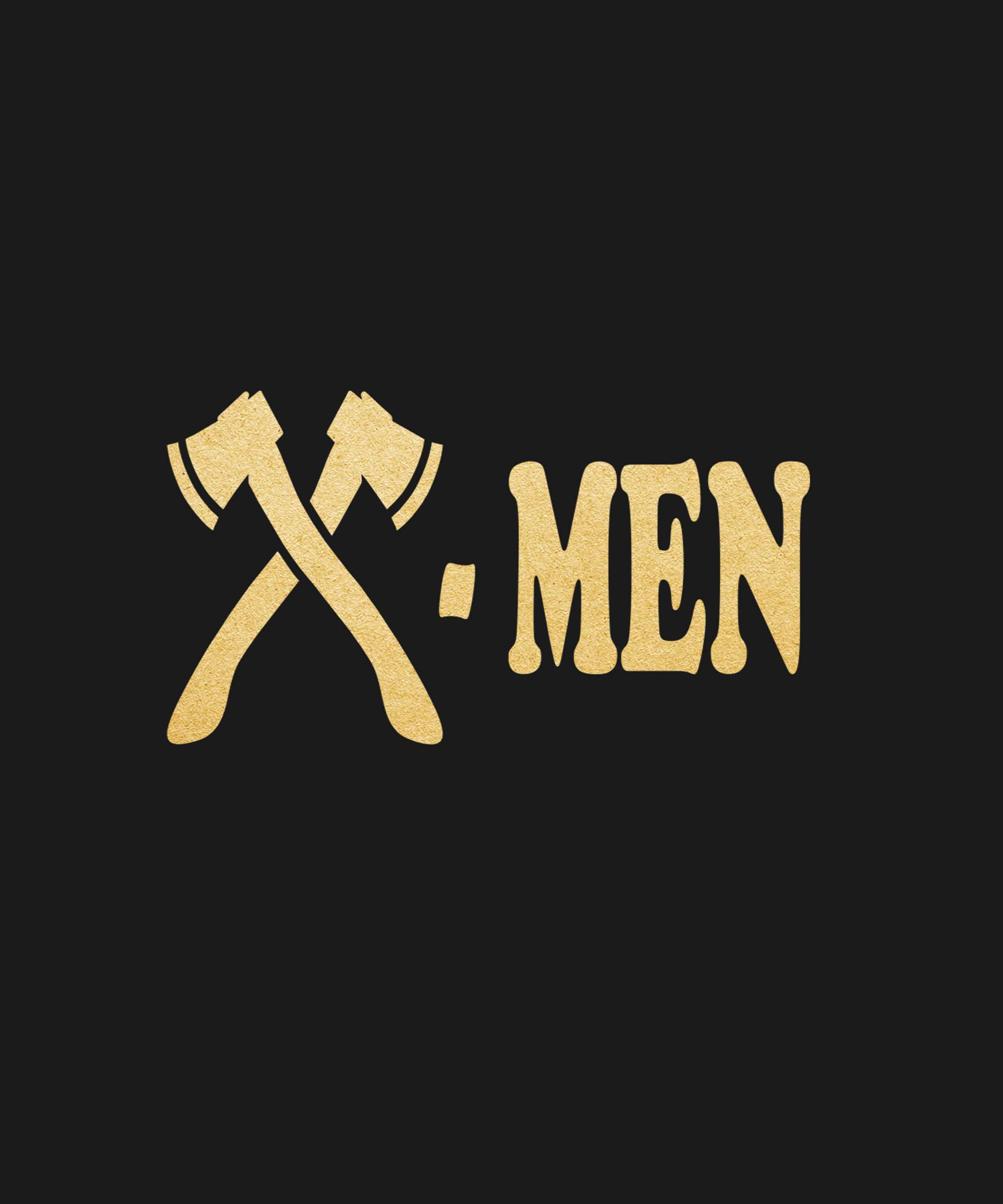 Black Round Neck Half Sleeve Golden Foil X-Men Printed Regular T-Shirt