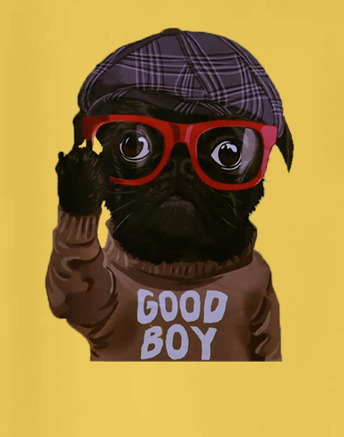 Yellow Half Sleeves Dog With Hat And Glasses Printed Oversized T-Shirt